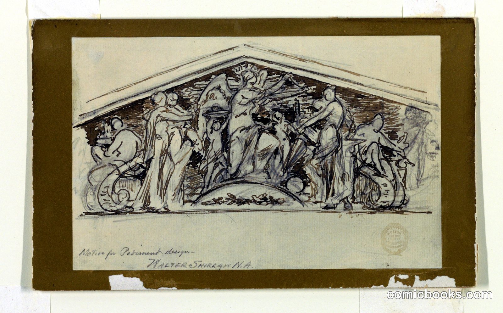 Motif for Pediment Design by Walter Shirlaw, American, b. Scotland, 1838–1909