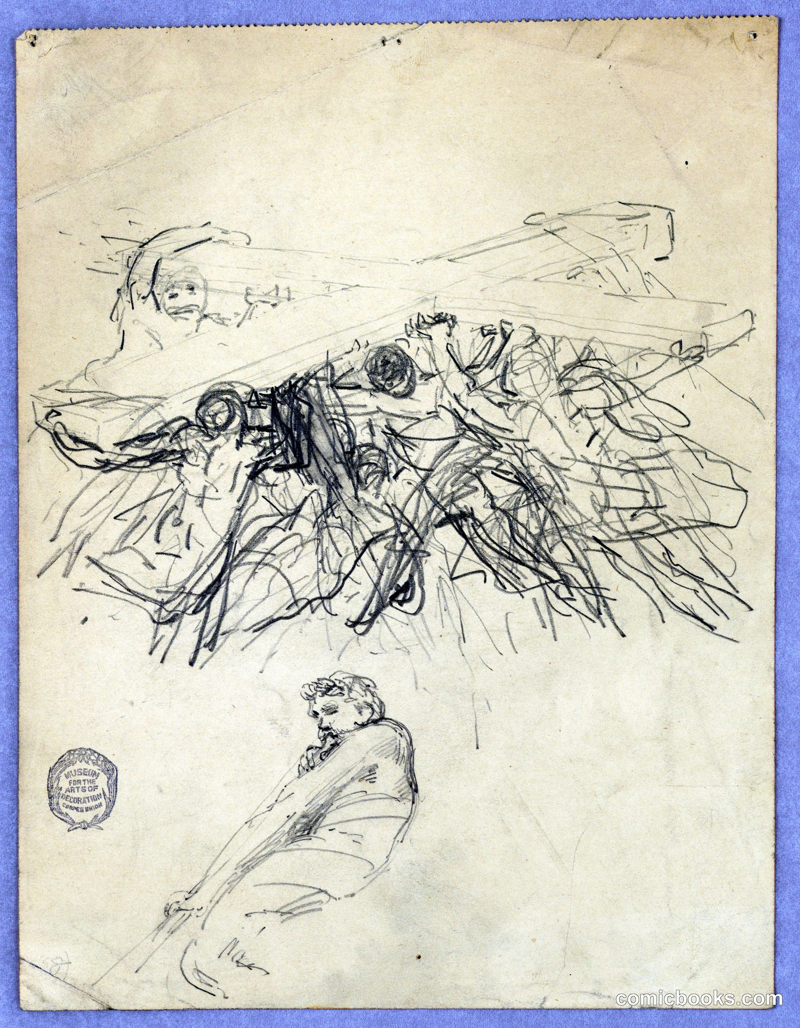 Sketch of Figures Bearing a Cross by Francis Augustus Lathrop, American, 1849–1909