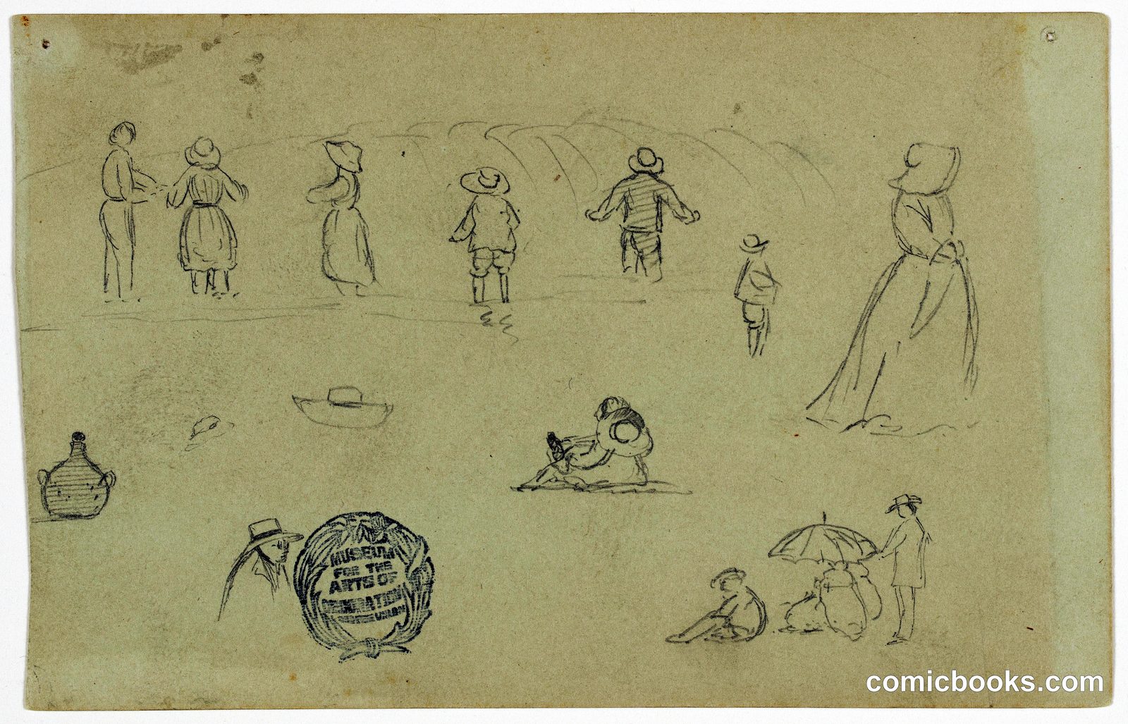 Figure Sketches by the Surf, East Hampton, New York by Frederic Edwin Church, American, 1826–1900