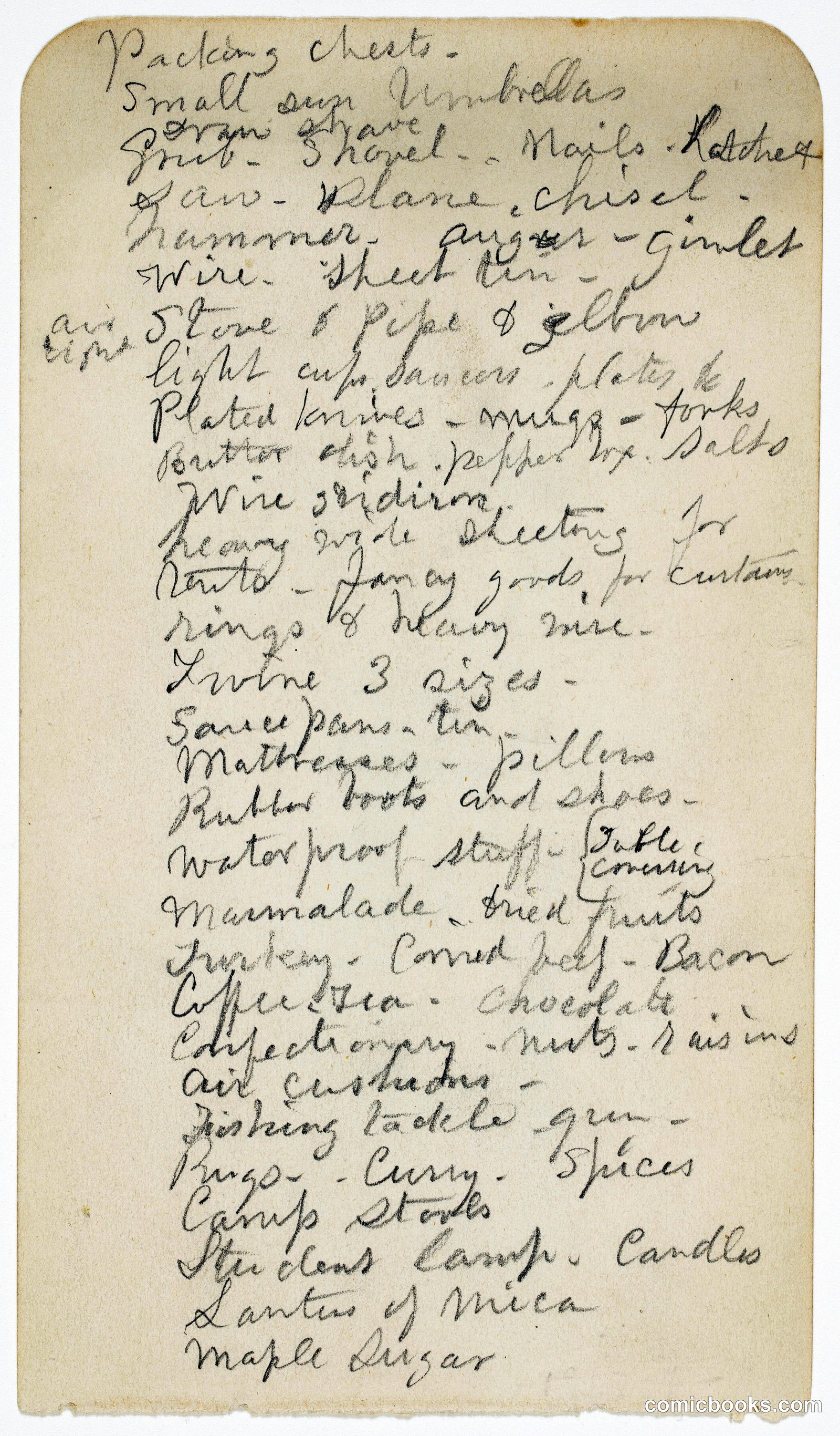 Packing List for Lake Millinocket by Frederic Edwin Church, American, 1826–1900