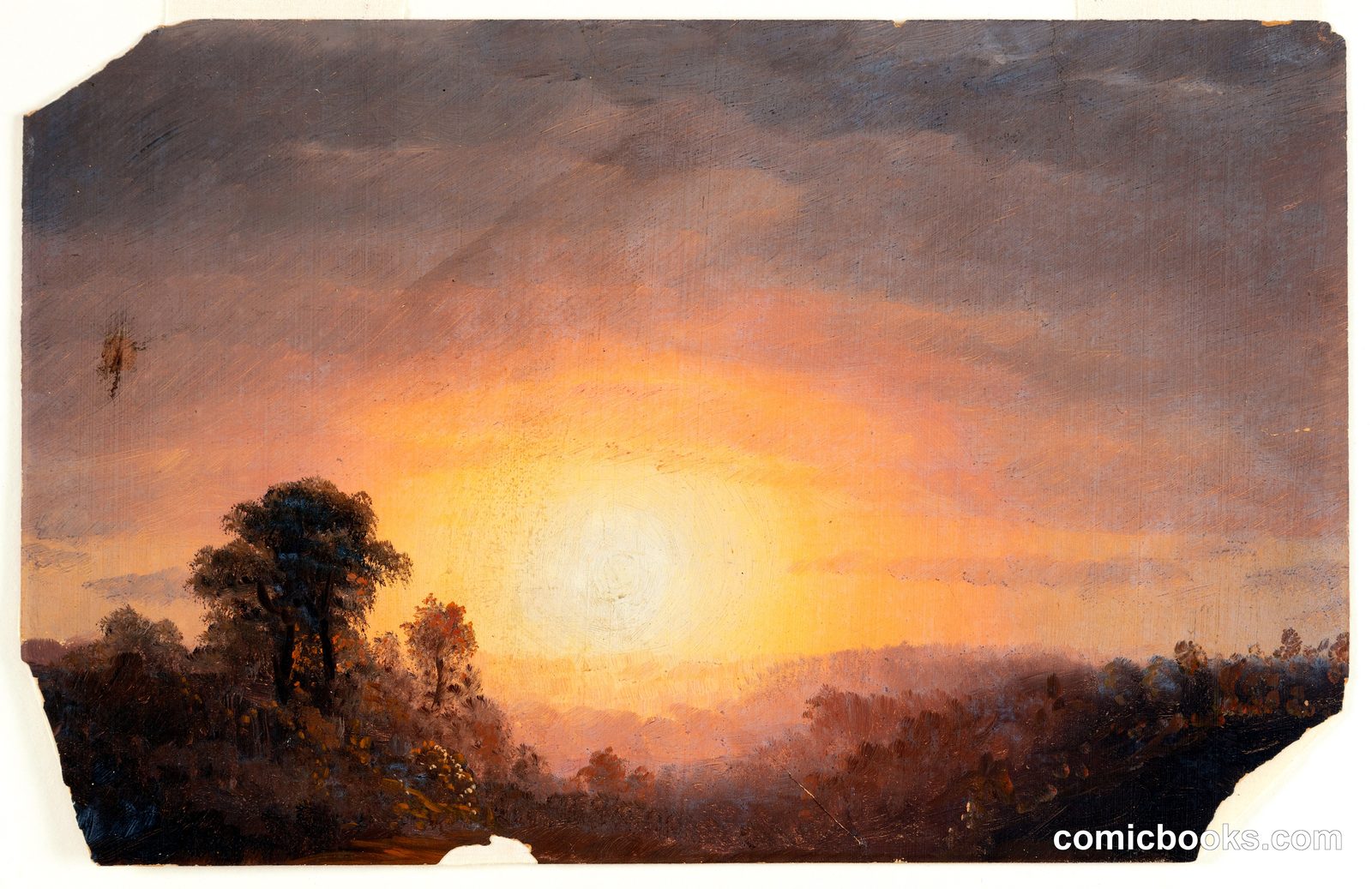 Sunset over a Wooded Landscape by Frederic Edwin Church, American, 1826–1900