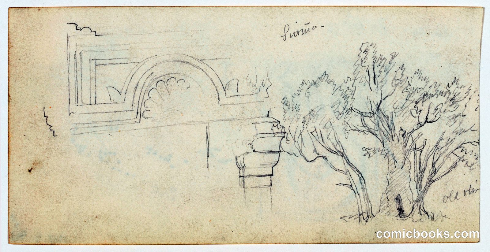 Old Olive Tree and Entablature, as-Samu, Palestine by Frederic Edwin Church, American, 1826–1900