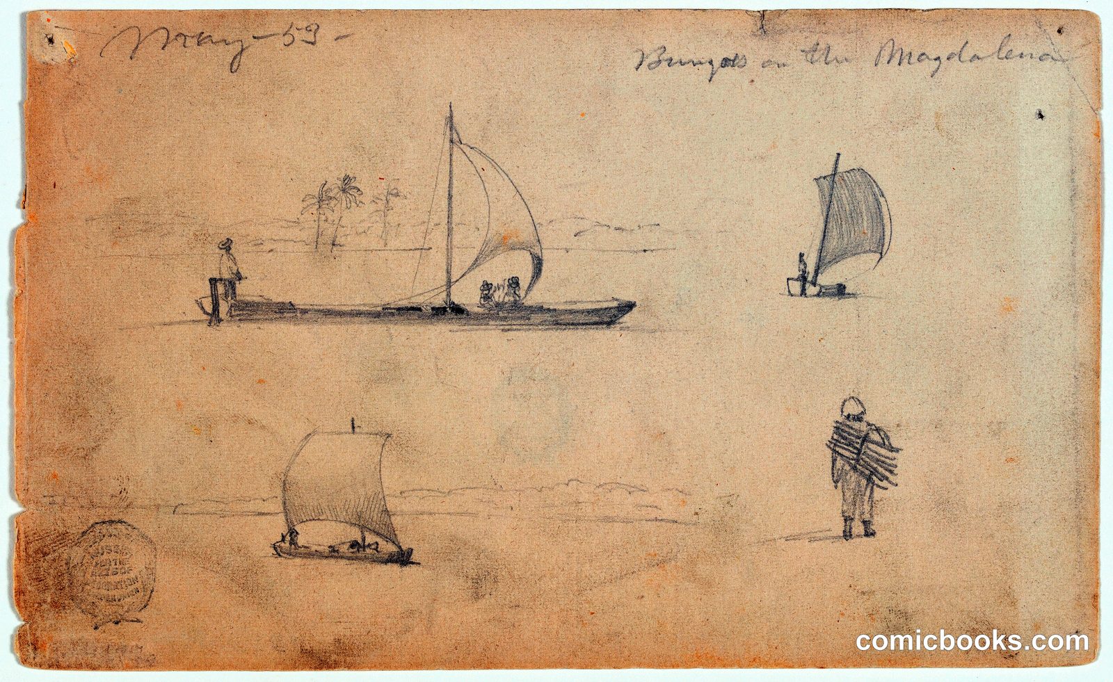 Sketches of Bungoes on the Rio Magdalena, Colombia by Frederic Edwin Church, American, 1826–1900