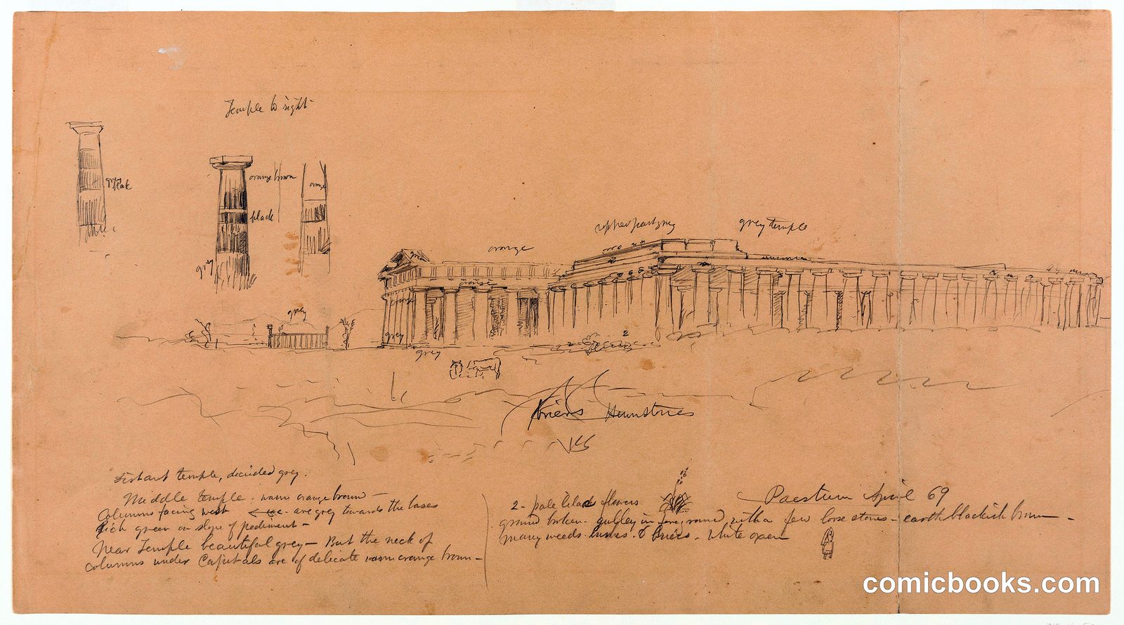 Temples of Hera and Athena at Paestum, Italy by Frederic Edwin Church, American, 1826–1900