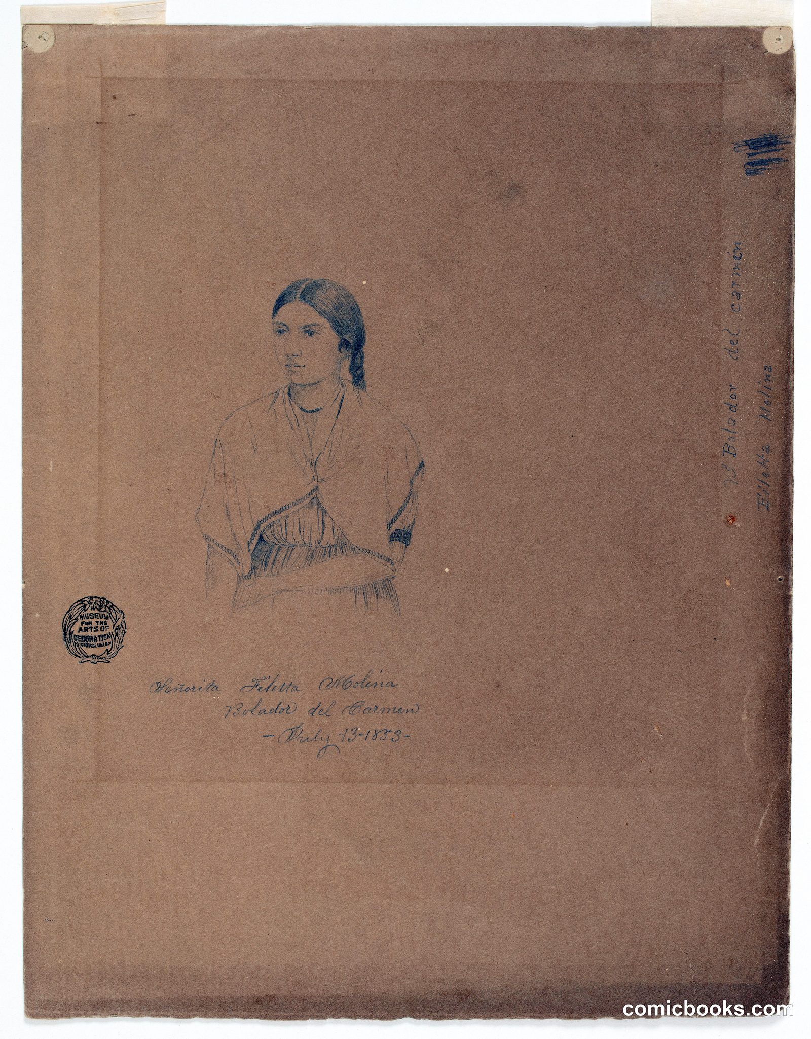 Portrait Study of Señorita Filetta Molina by Frederic Edwin Church, American, 1826–1900