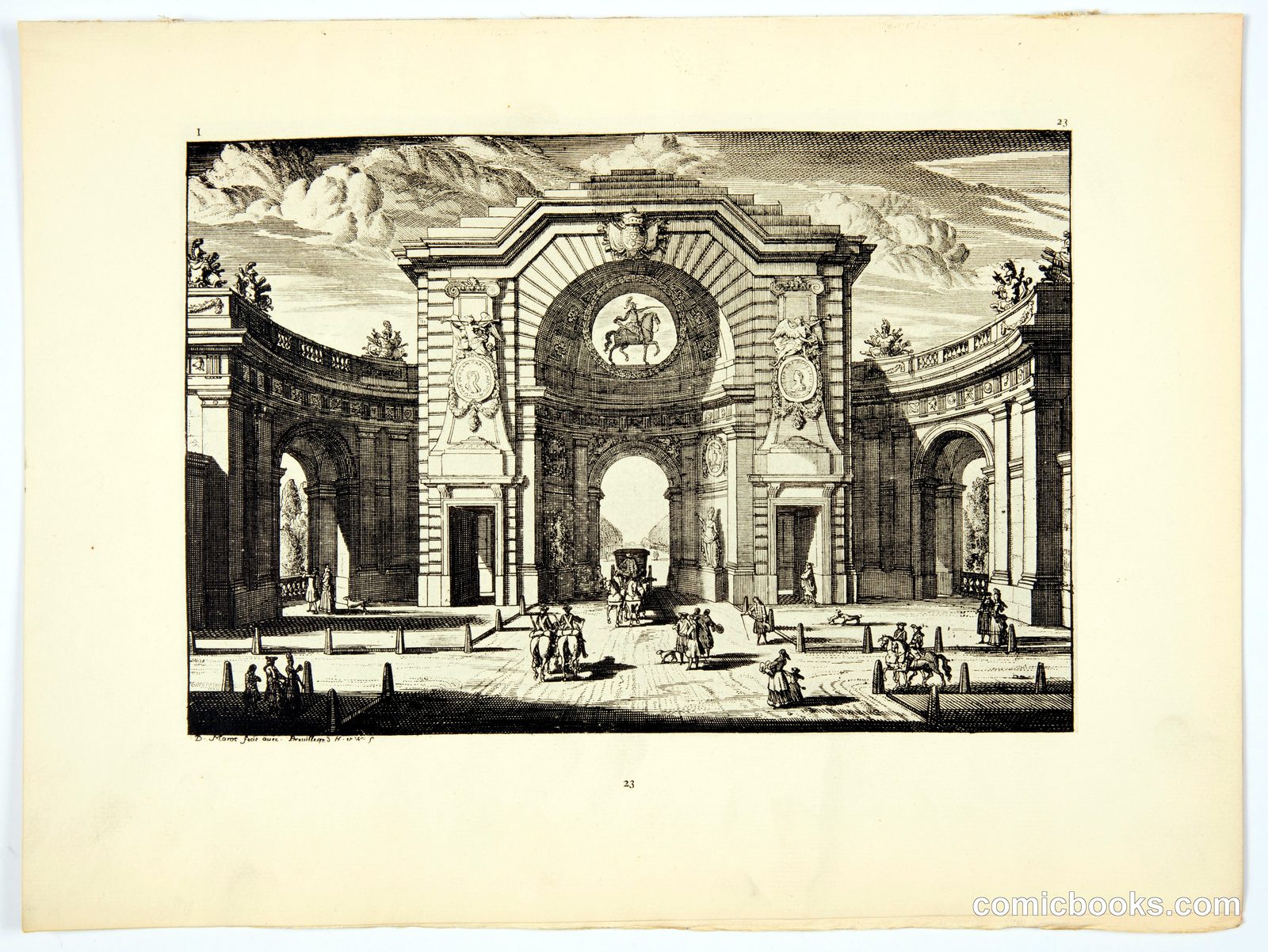 Architectural Engraving: Palace Courtyard by Daniel Marot, French, active in the Netherlands and England, 1661–1752