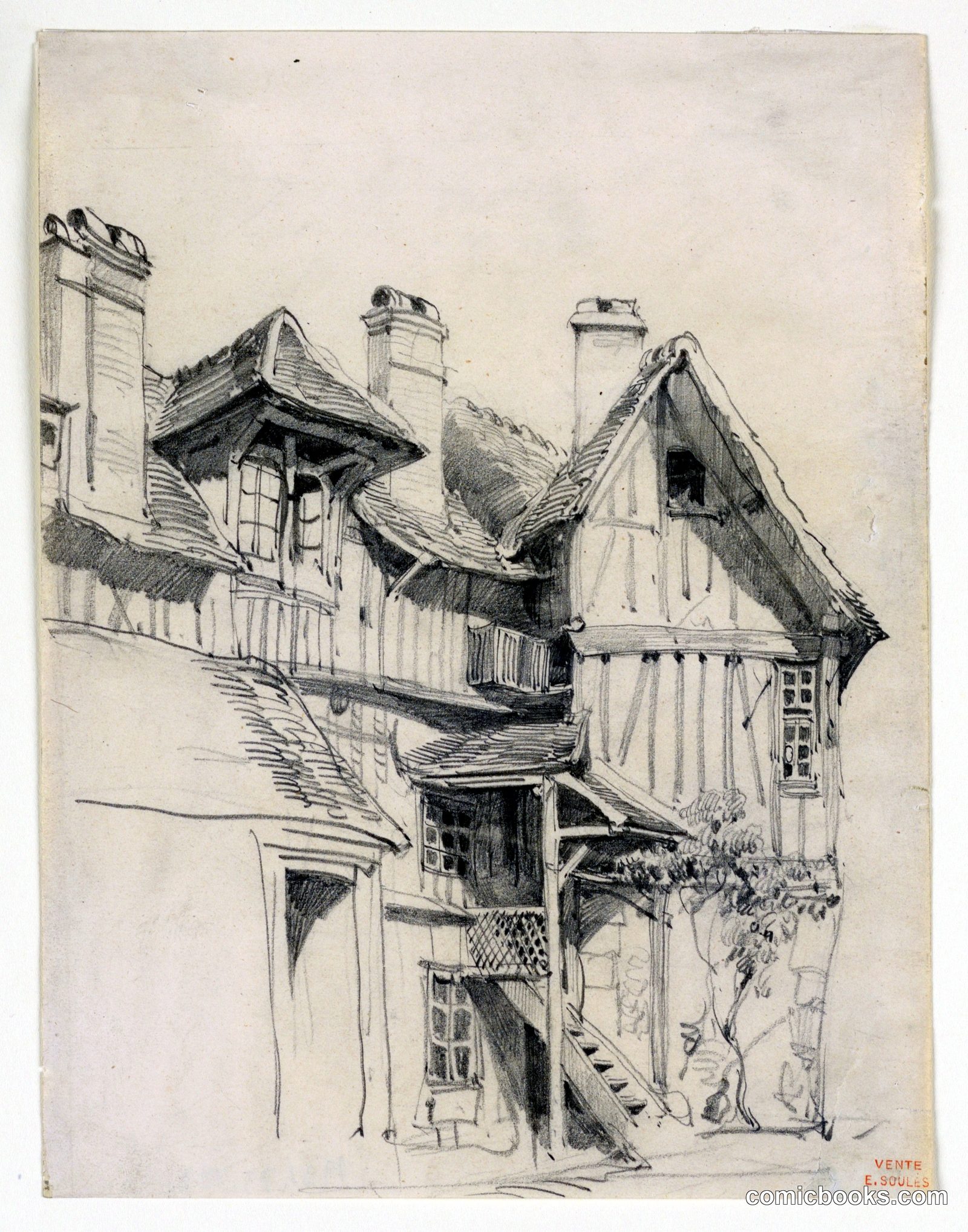 An Old House in Trouville by Eugène Edouard Soulès, French, 1811–1876