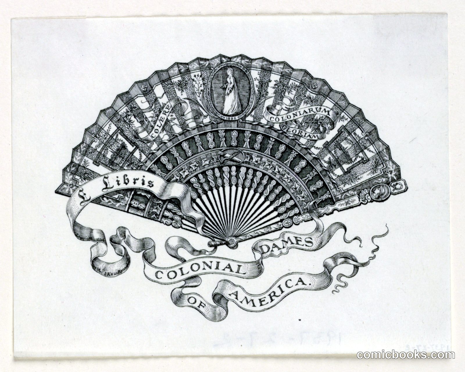 Design for a Bookplate: Colonial Dames of America by Mrs. John King Van Rensselaer, American, 1848–1925