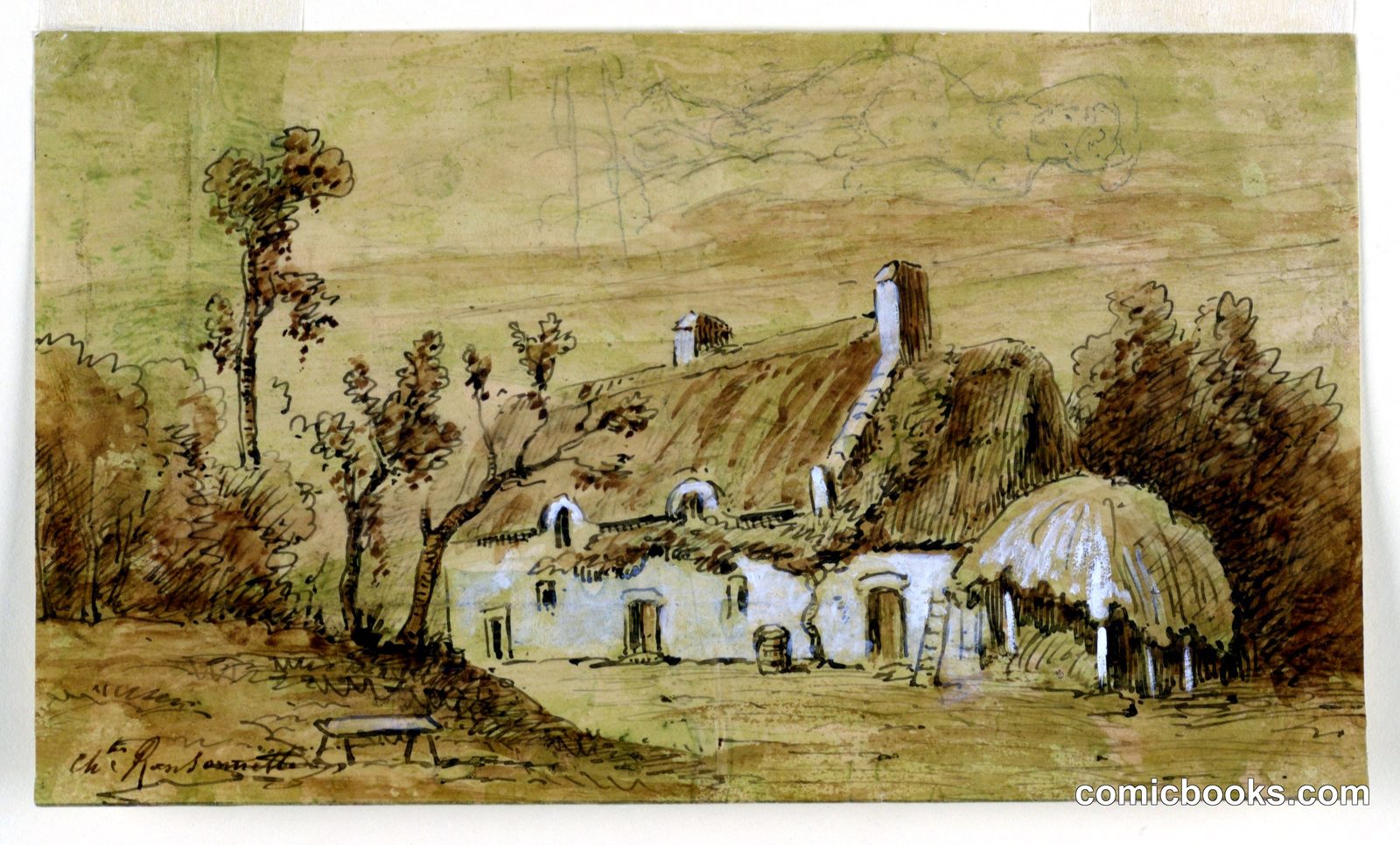Cottage Scene by Charles Nicolas Ransonnette