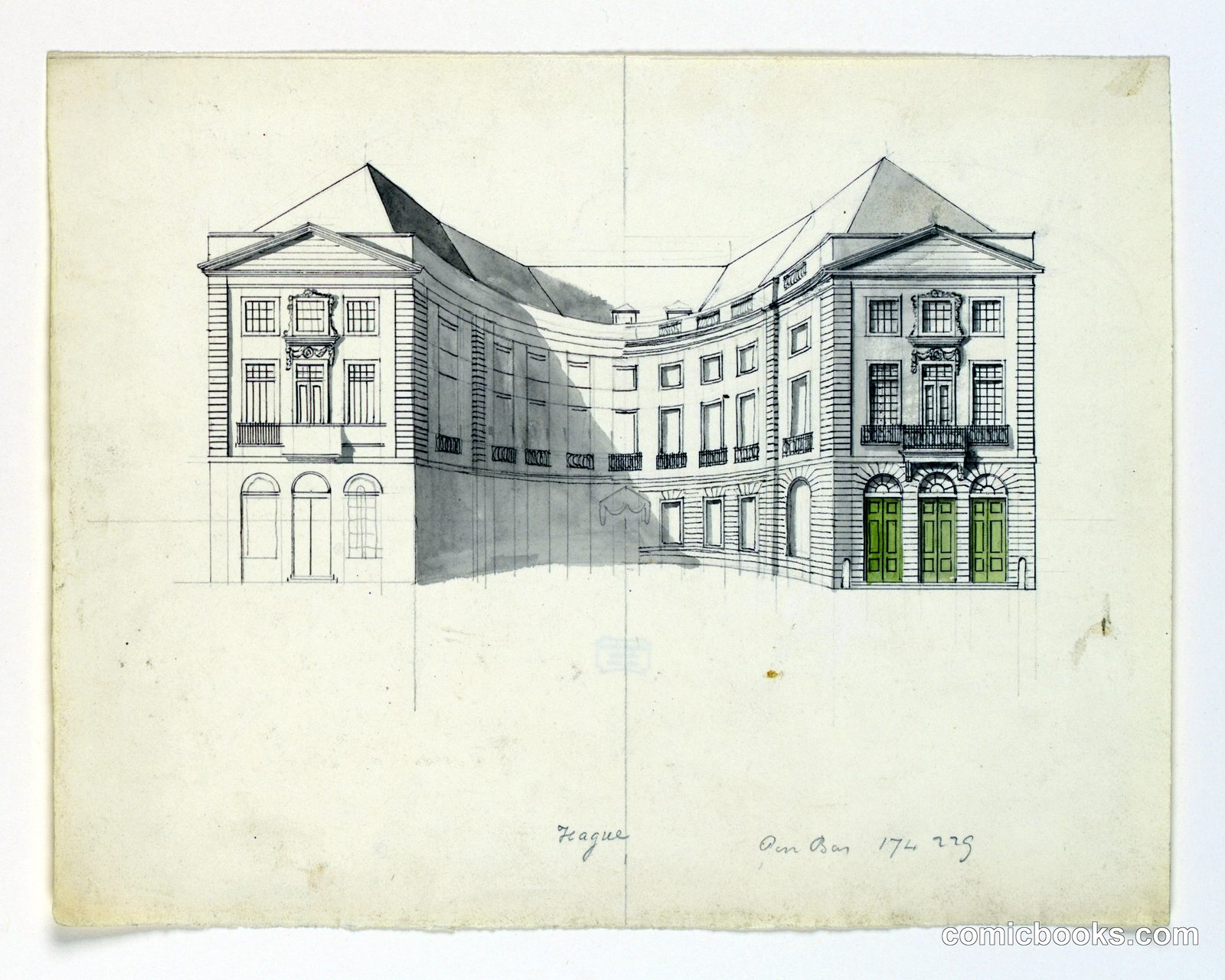 Elevation of a Facade of a Theater, The Hague by Cesare Recanatini, Italian, 1823–1893