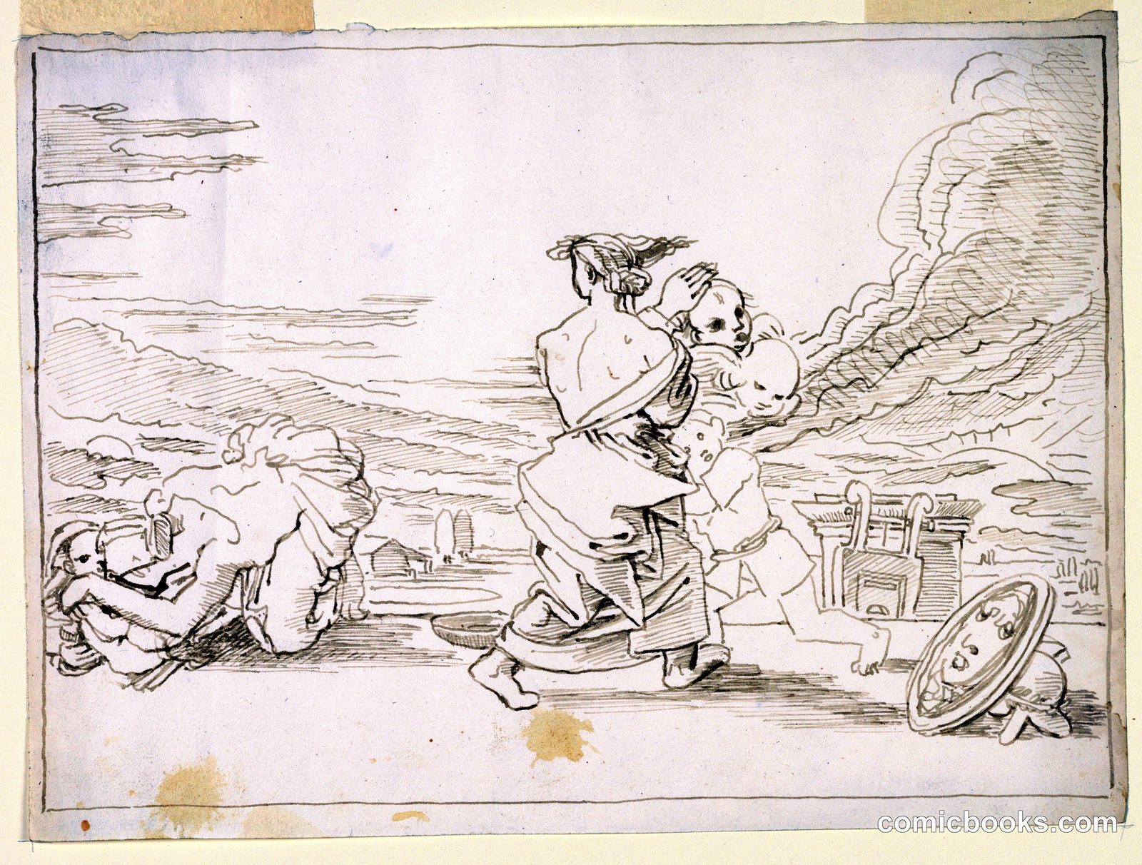 Sketch for a Painting: Abduction of a Child by Fortunato Duranti, Italian