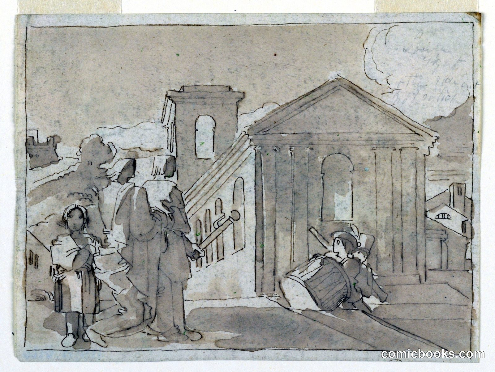 Architectural Scene with Figures by Fortunato Duranti, Italian