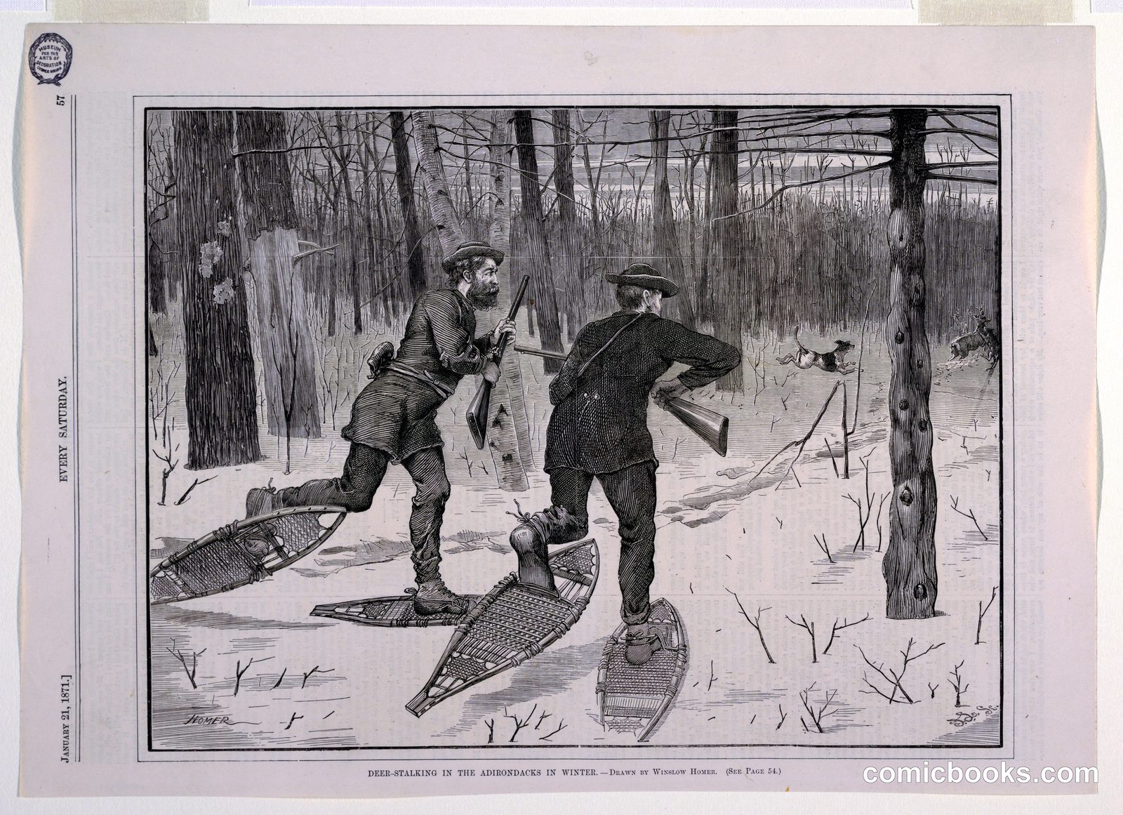 Deer-Stalking in the Adirondacks in Winter by Winslow Homer, American, 1836–1910