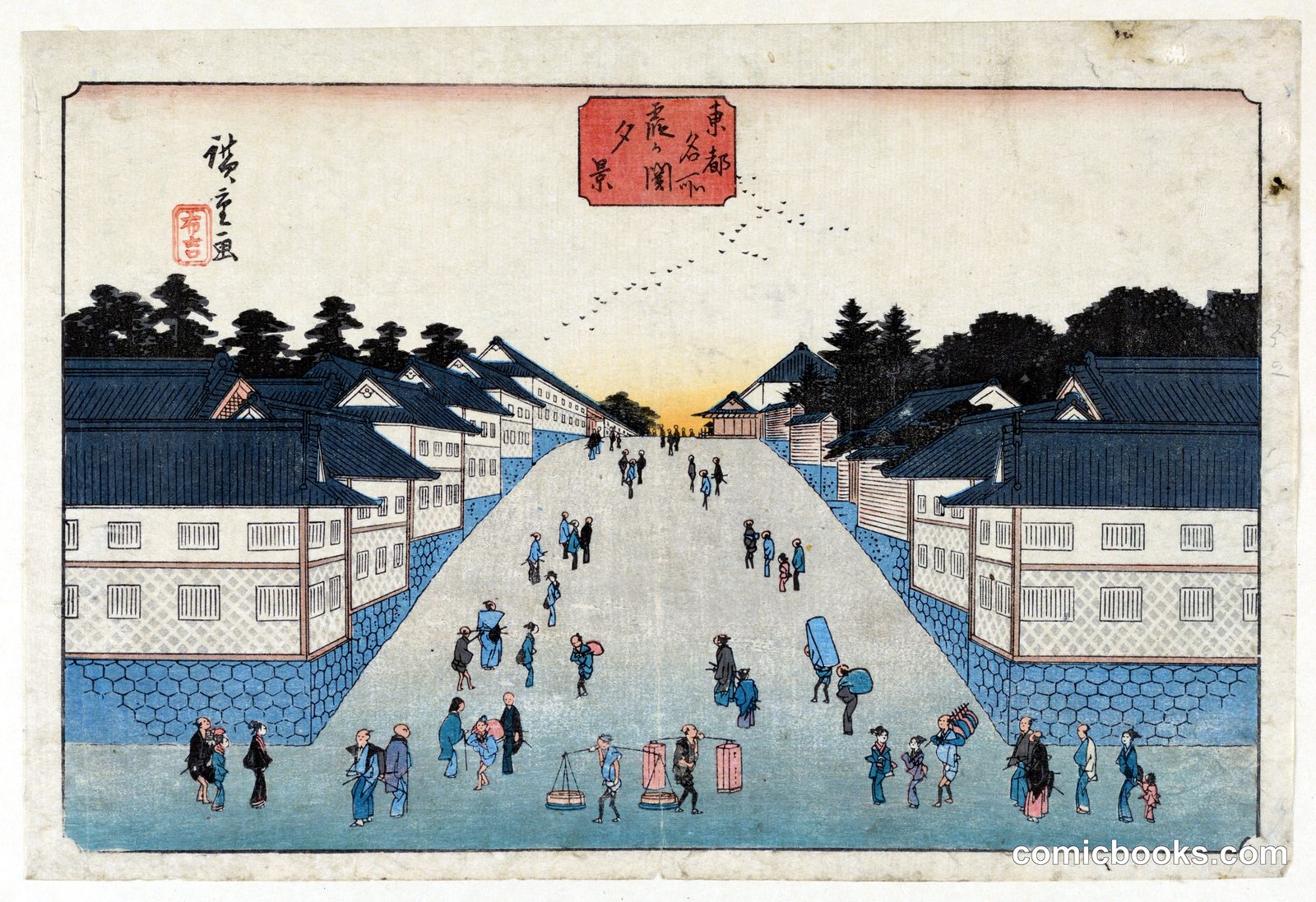 A Street Scene of Edo by Ando Hiroshige, Japanese, 1797–1858