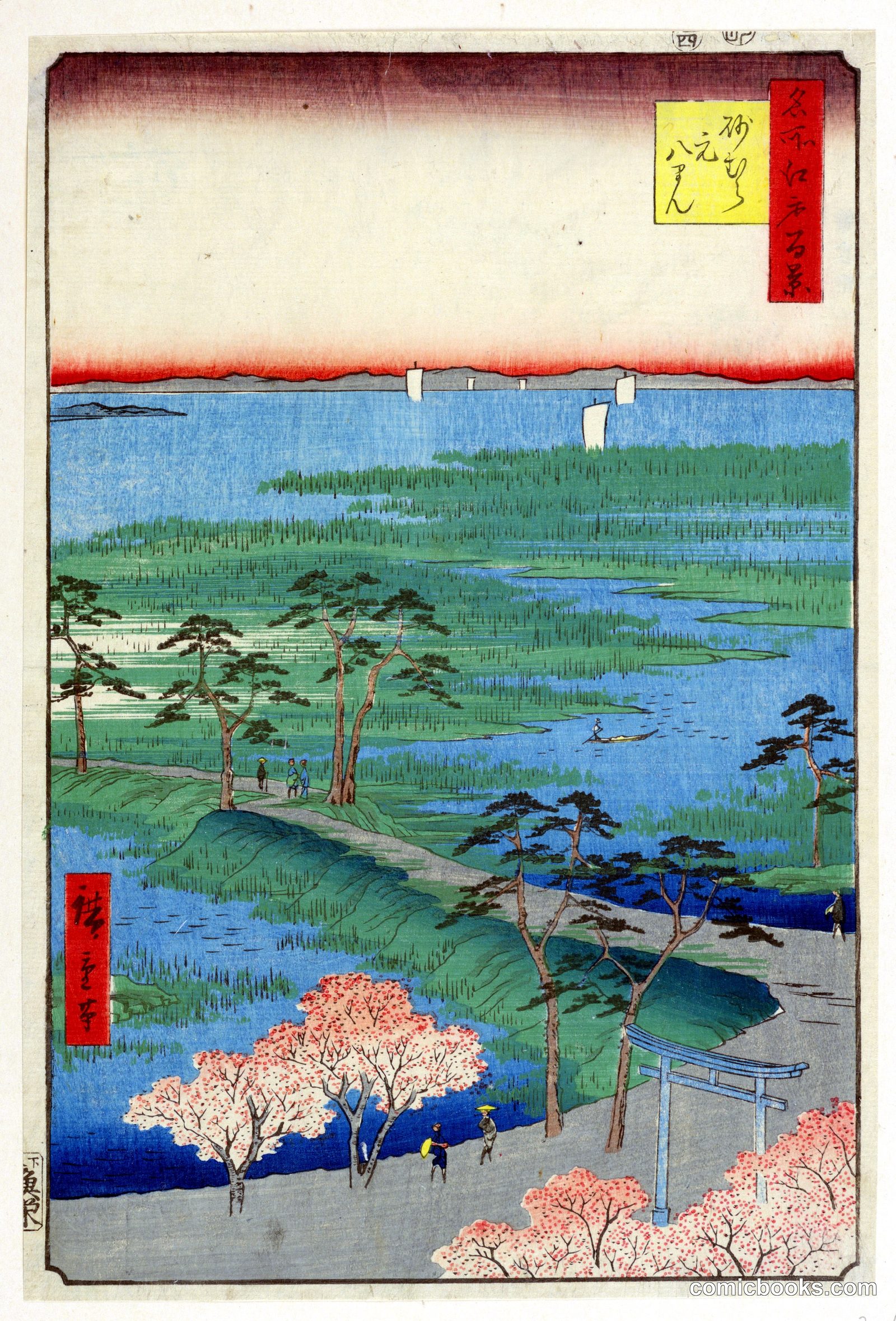 Former Hachiman Shrine, Sunamura by Ando Hiroshige, Japanese, 1797–1858