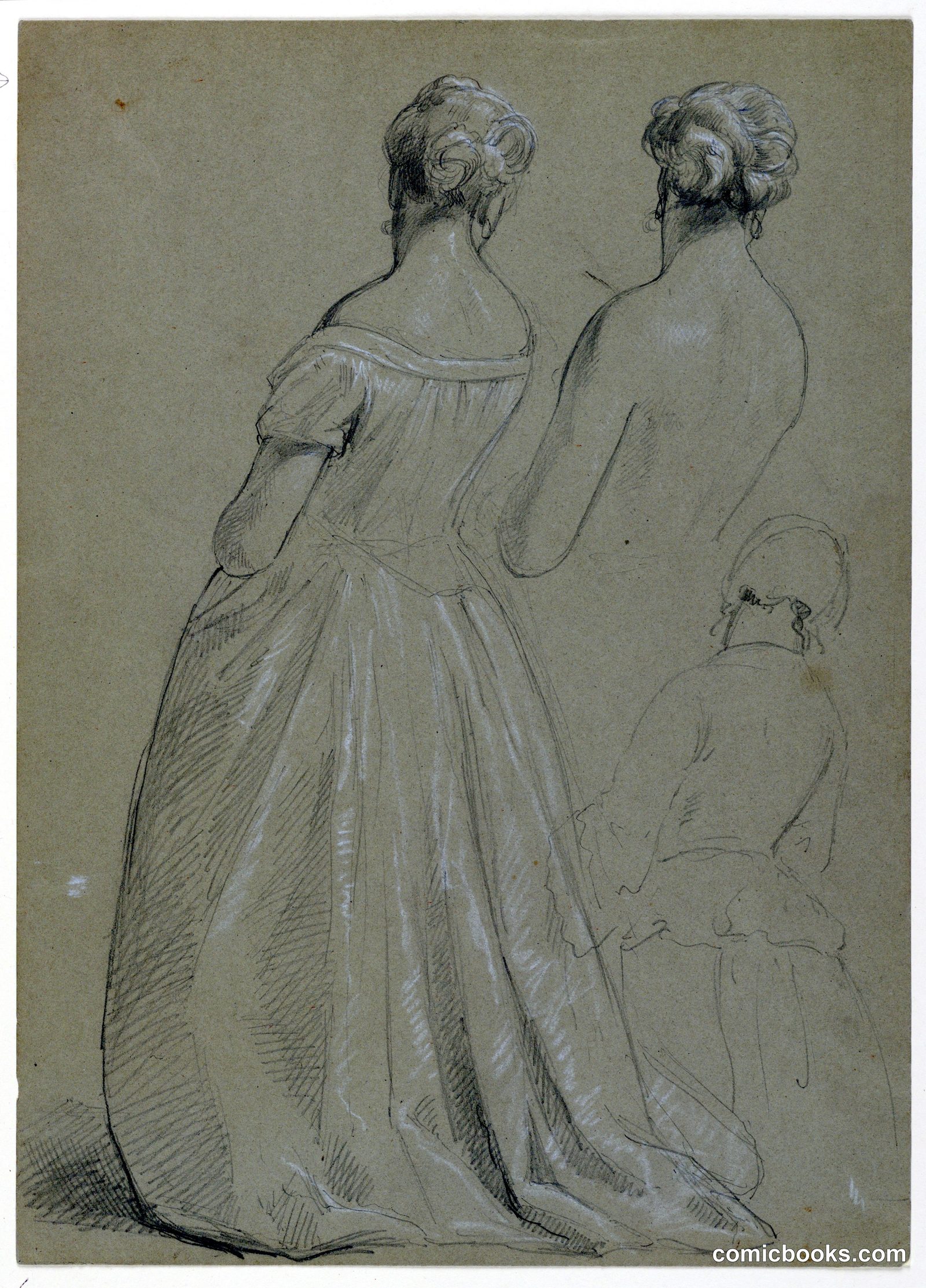 Studies of Standing Woman for 'The Republican Court' (Lady Washington's Reception Day) by Daniel Huntington, American, 1816–1906