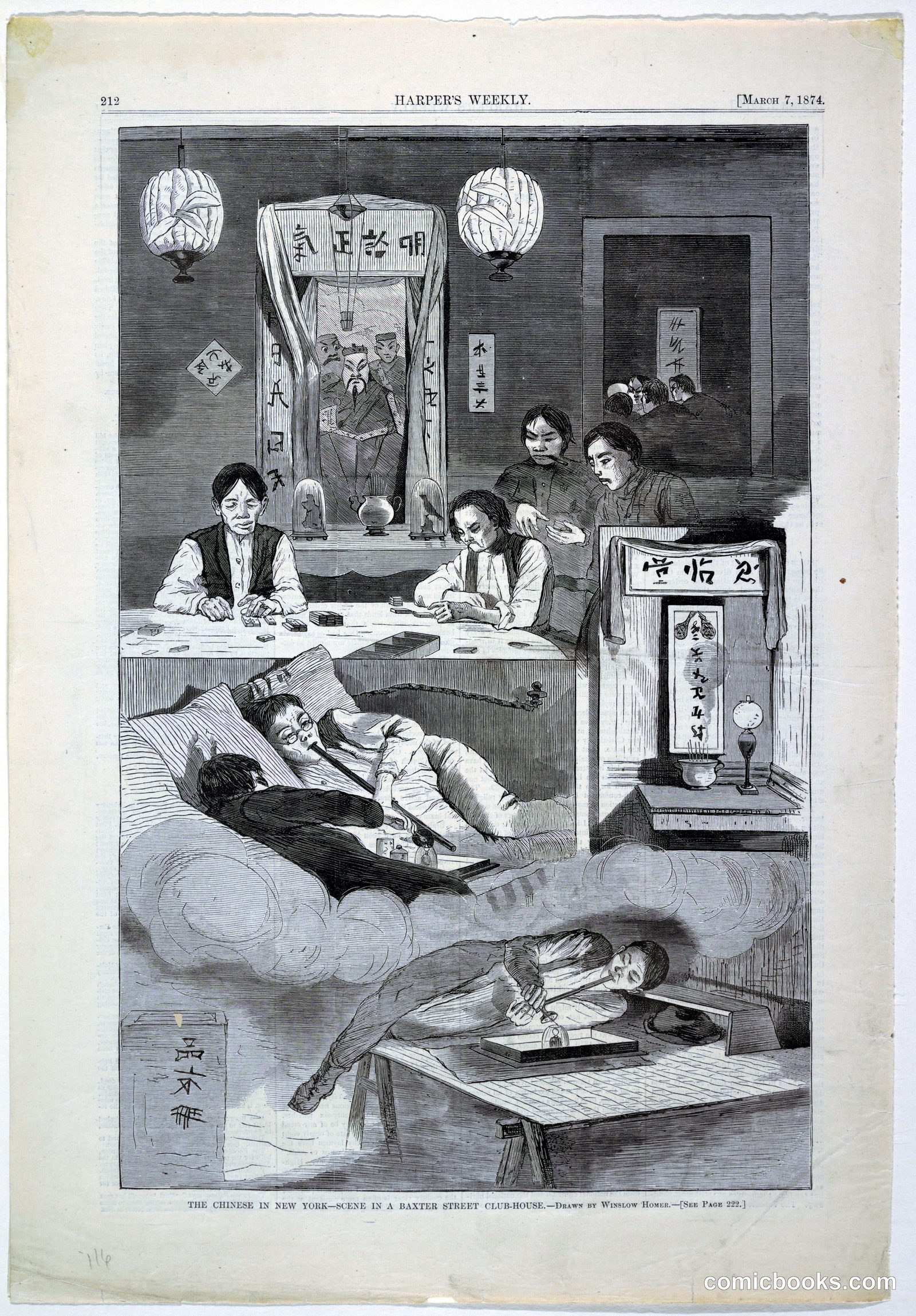 The Chinese in New York—Scene in a Baxter Street Club-House by Winslow Homer, American, 1836–1910
