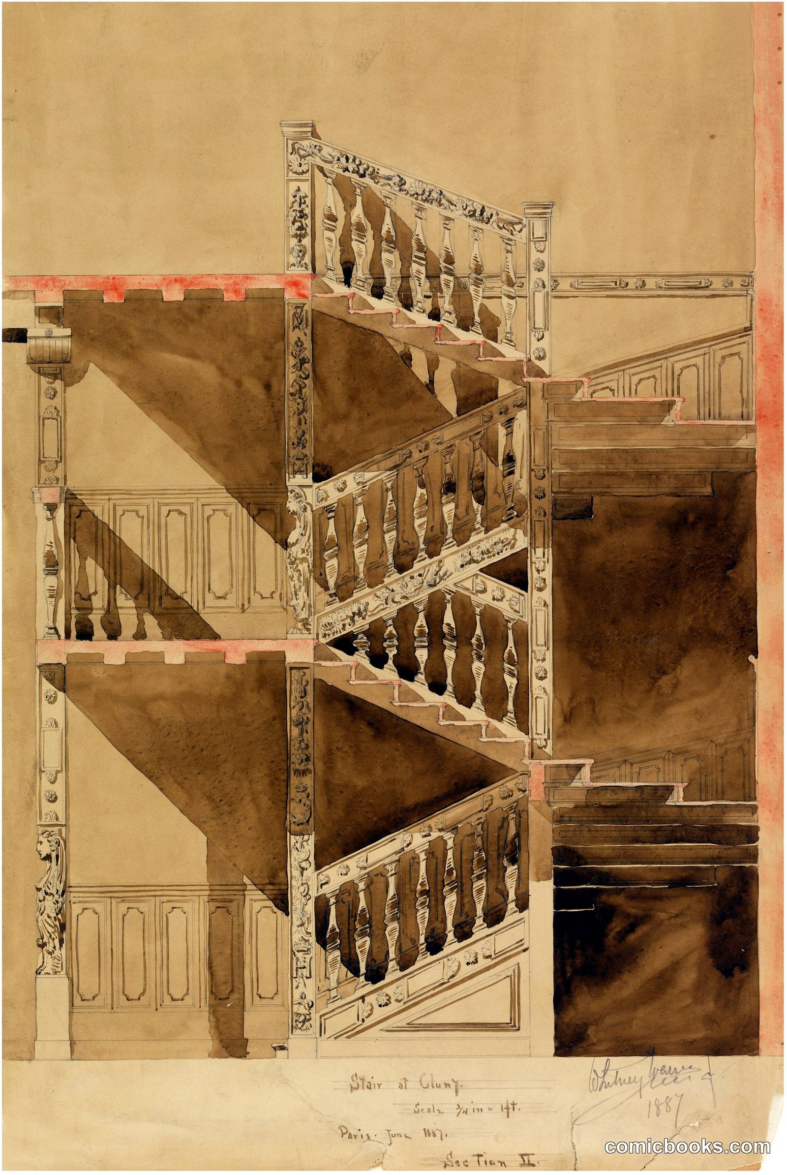 Stair at the Cluny, Paris by Whitney Warren Jr., American, 1864–1943