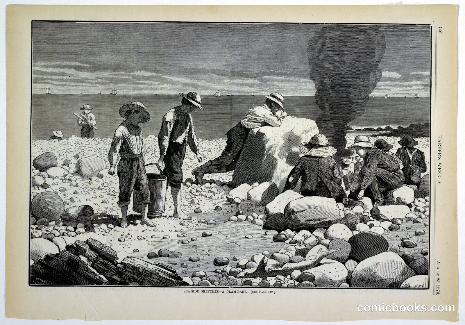 Sea-Side Sketches—A Clam-Bake by Winslow Homer, American, 1836–1910