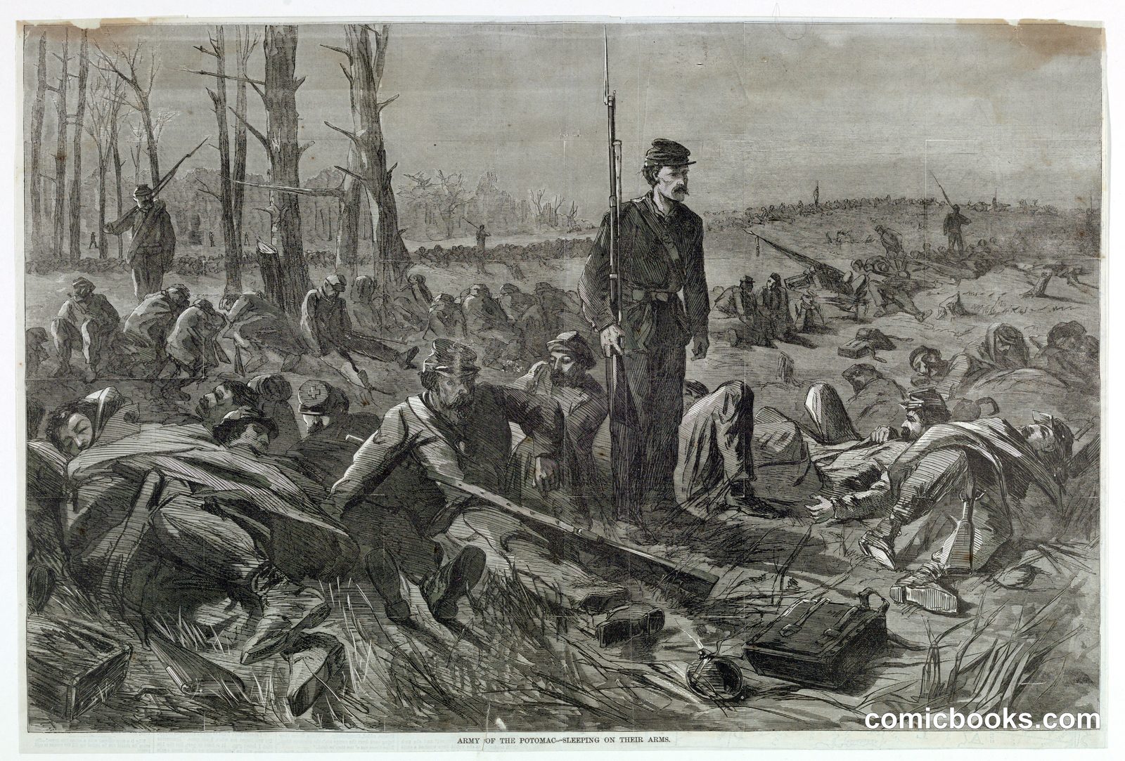 Army of the Potomac—Sleeping on Their Arms by Winslow Homer, American, 1836–1910