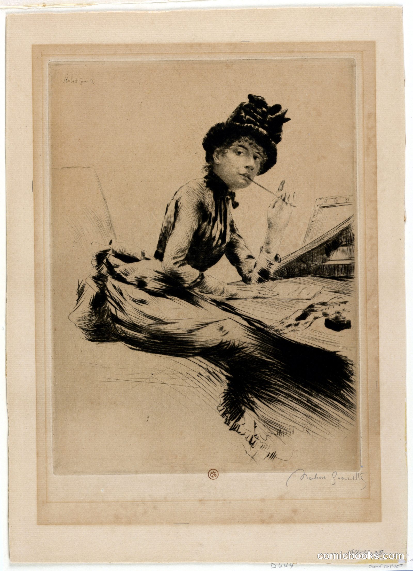 Jeune Fille Écrivant by Norbert Goeneutte