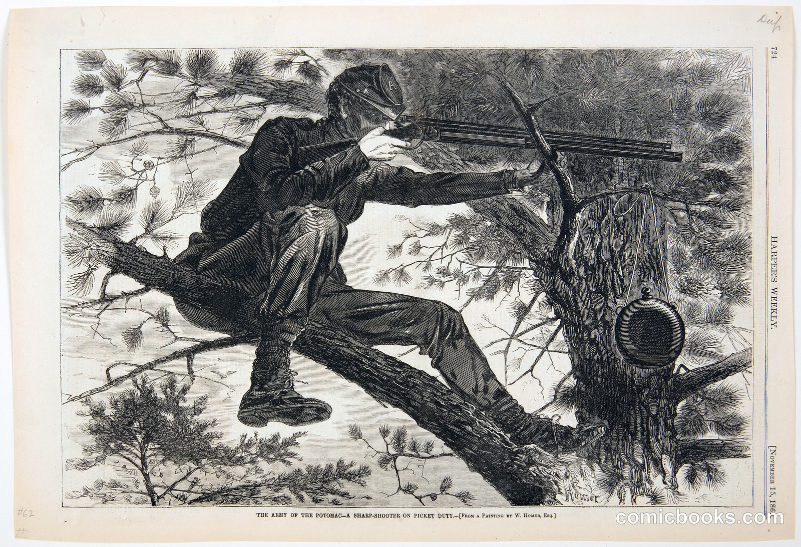 The Army of the Potomac – A Sharp-Shooter on Picket Duty by Winslow Homer, American, 1836–1910
