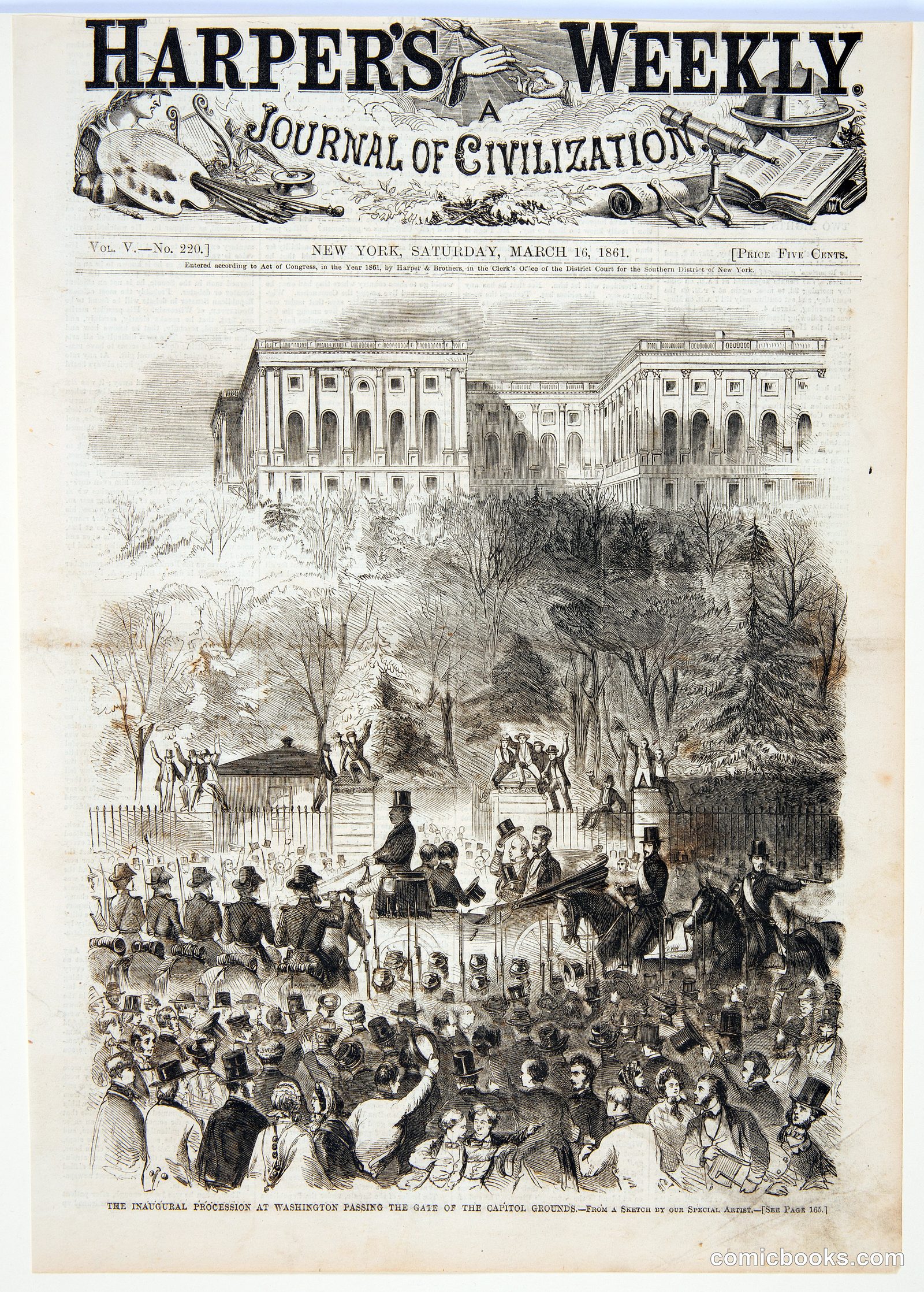The Inaugural Procession at Washington Passing the Gate of the Capitol Grounds by Winslow Homer, American, 1836–1910