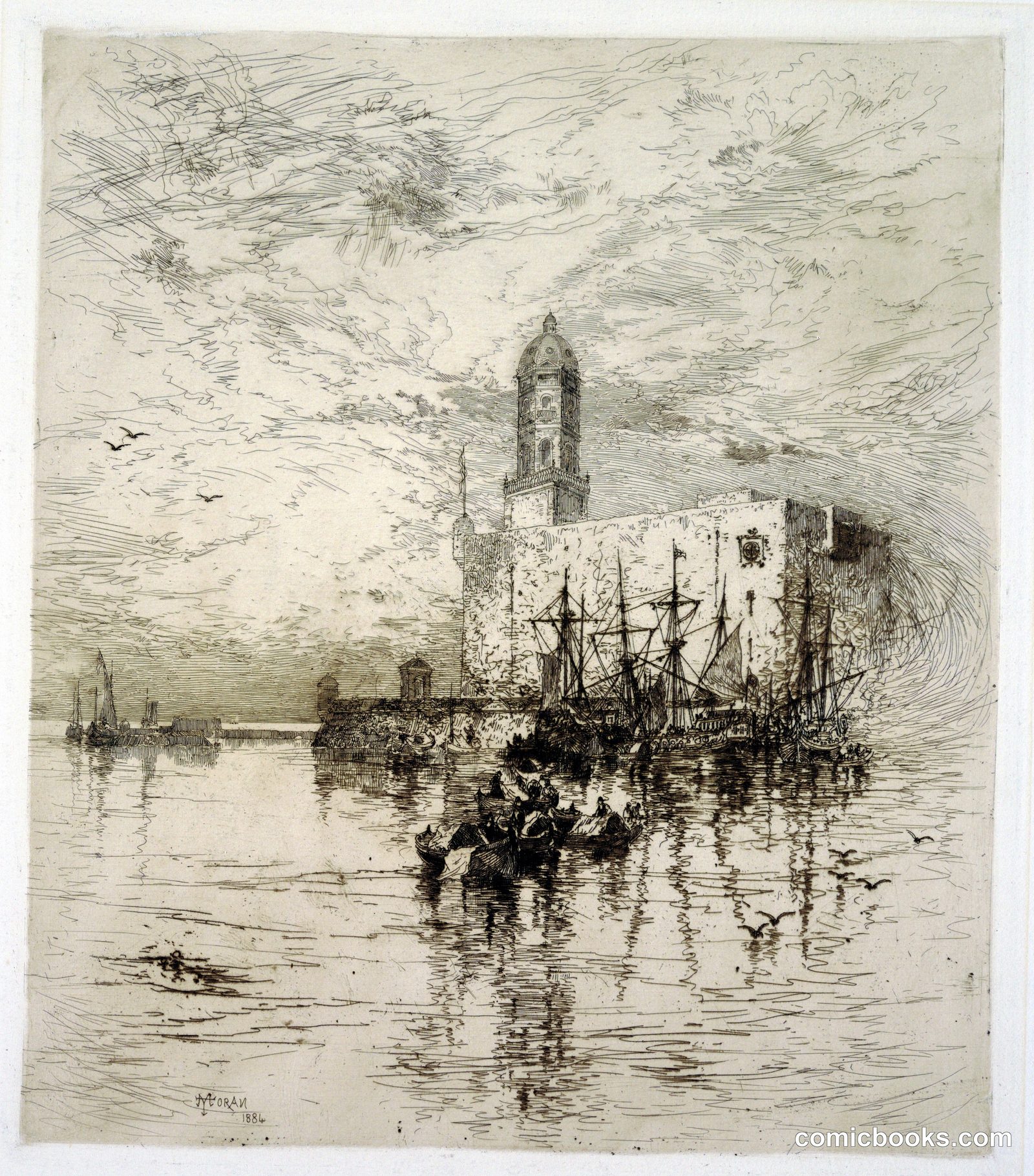 The Castle of San Juan d'Ulloa, Vera Cruz, Mexico by Thomas Moran, American, b. Britain, 1837–1926