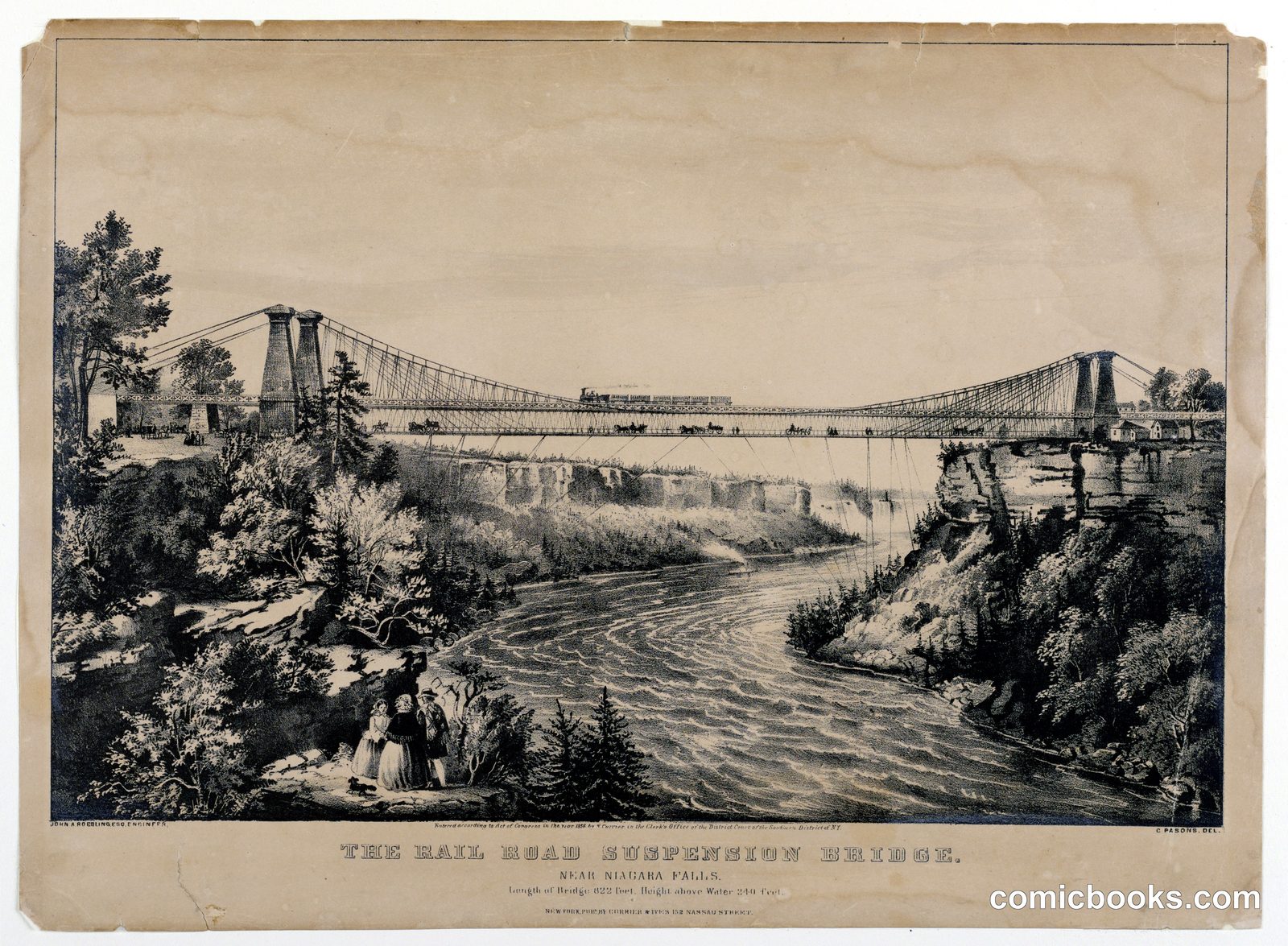 The Rail Road Suspension Bridge near Niagara Falls by C. Parsons