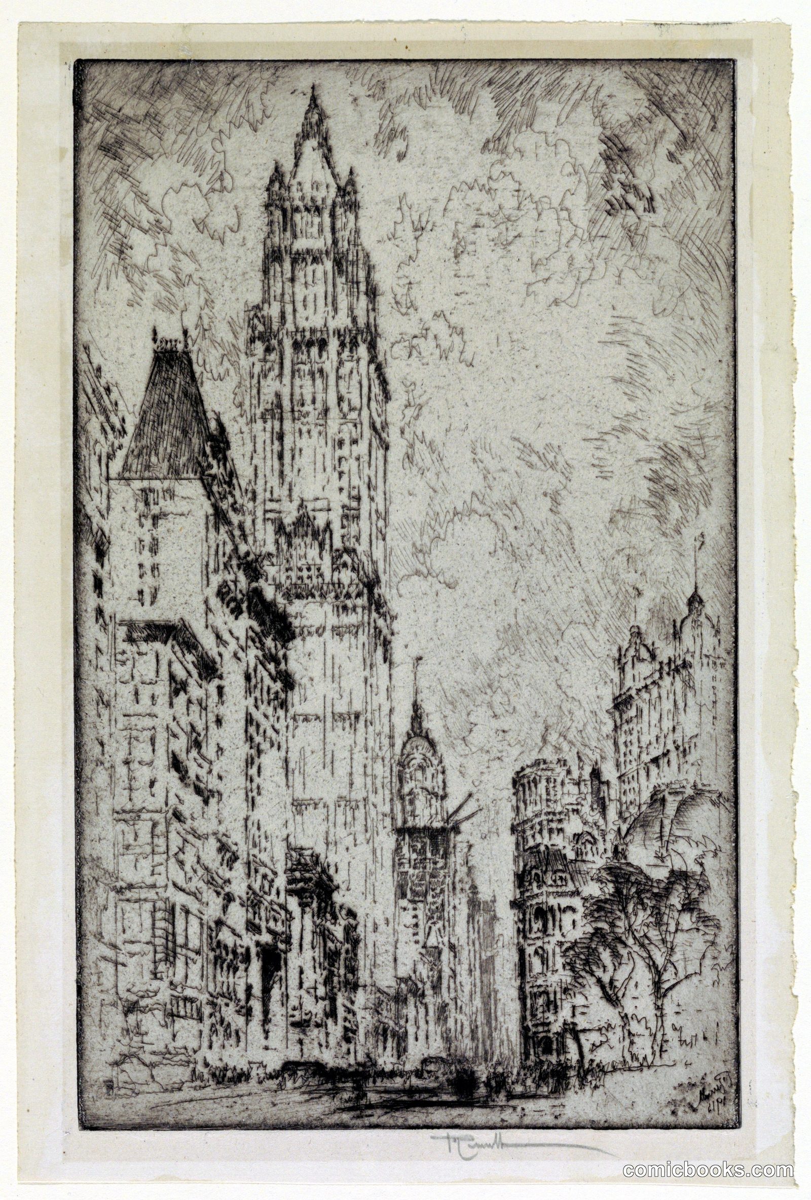 Woolworth Building, New York by Joseph Pennell, American, active England, 1857–1926