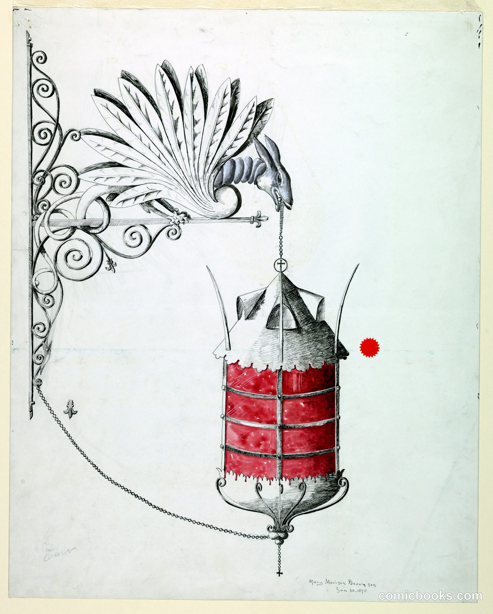 Design for a Wrought Iron Light Fixture by Mary Morison Brownson