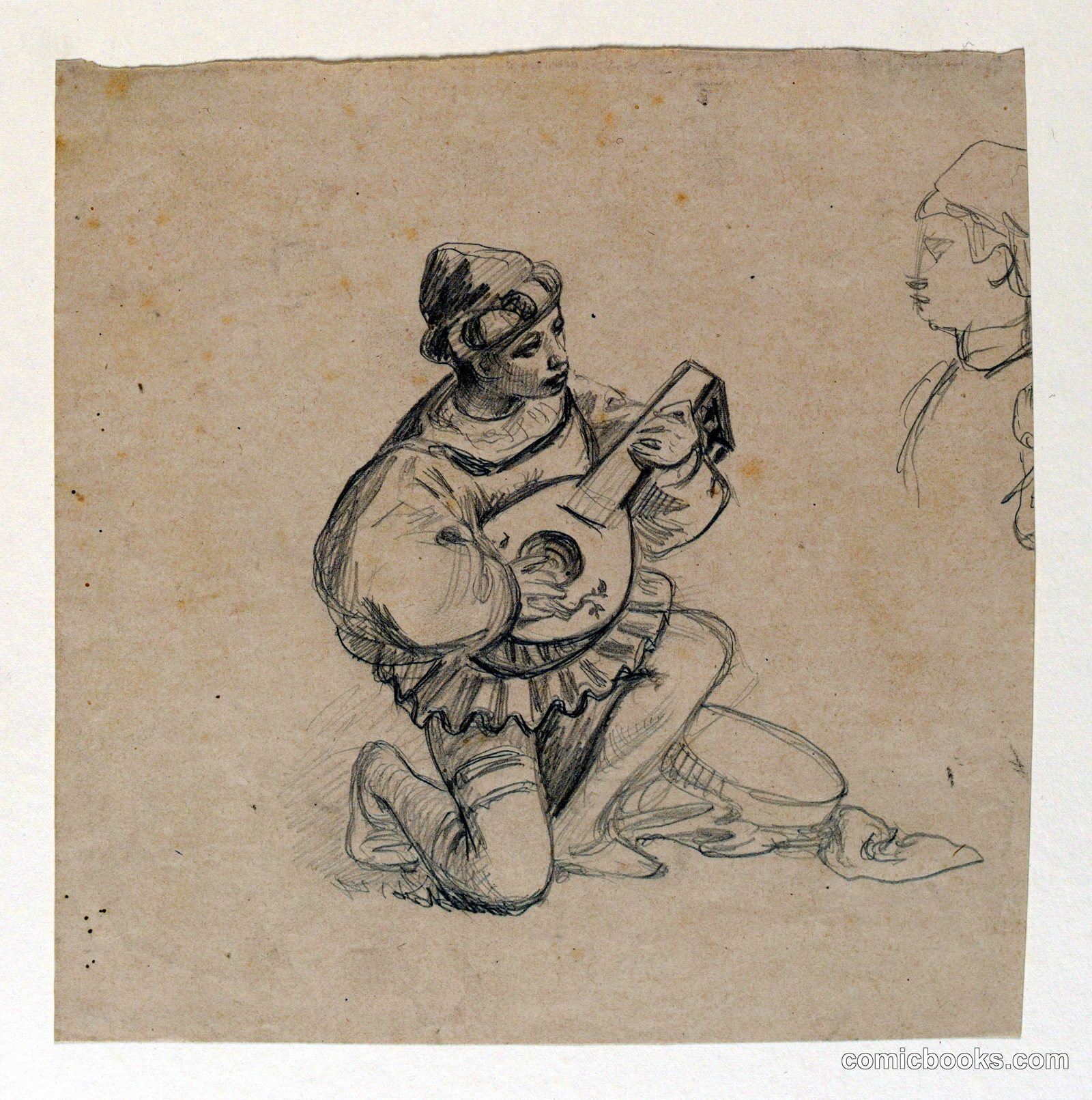 Study of a Boy with a Lute by Elihu Vedder, American, 1836 – 1923