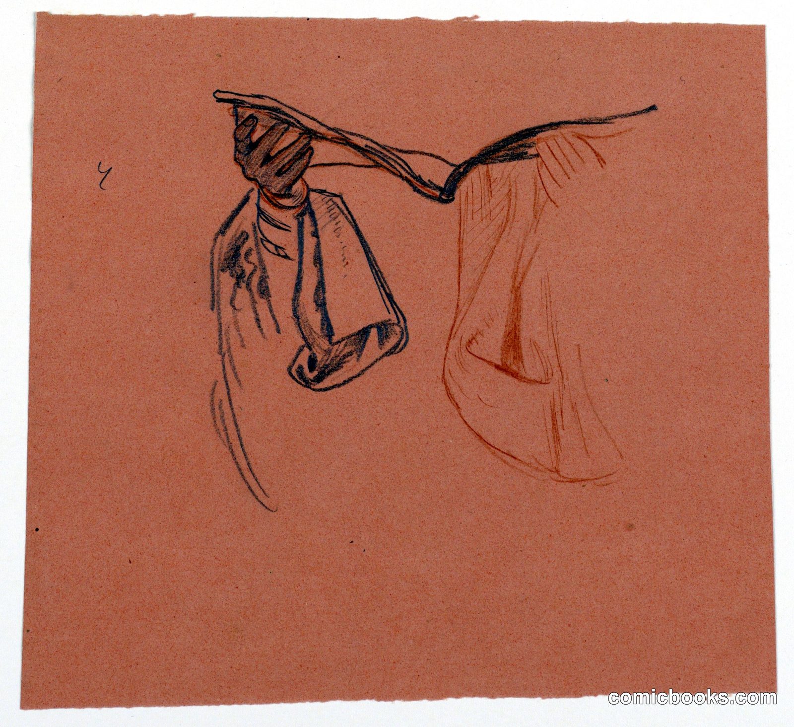 Study for Hands Holding an Open Book with Drapery by Elihu Vedder, American, 1836 – 1923