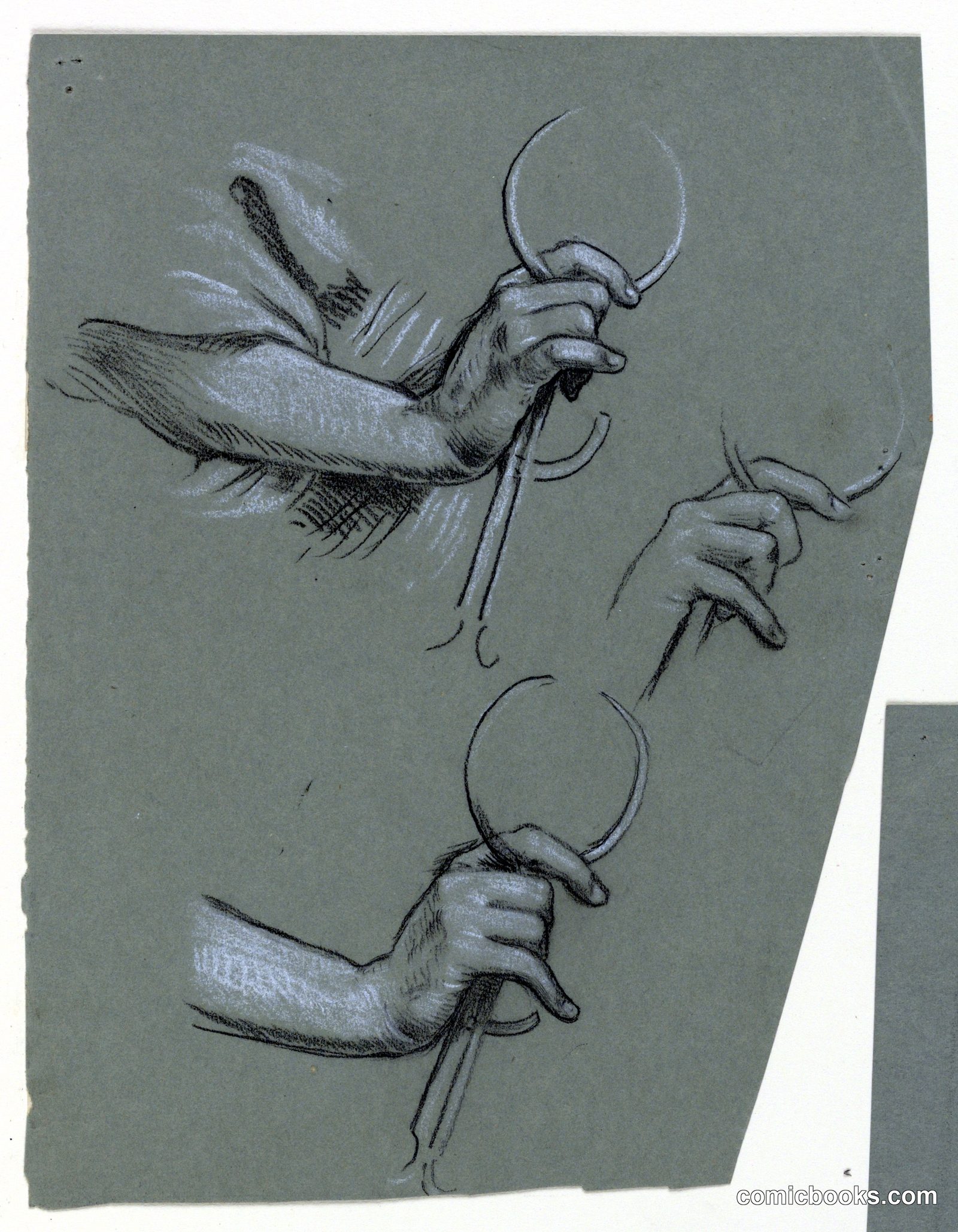 Studies of Hands Holding Calipers by Elihu Vedder, American, 1836 – 1923