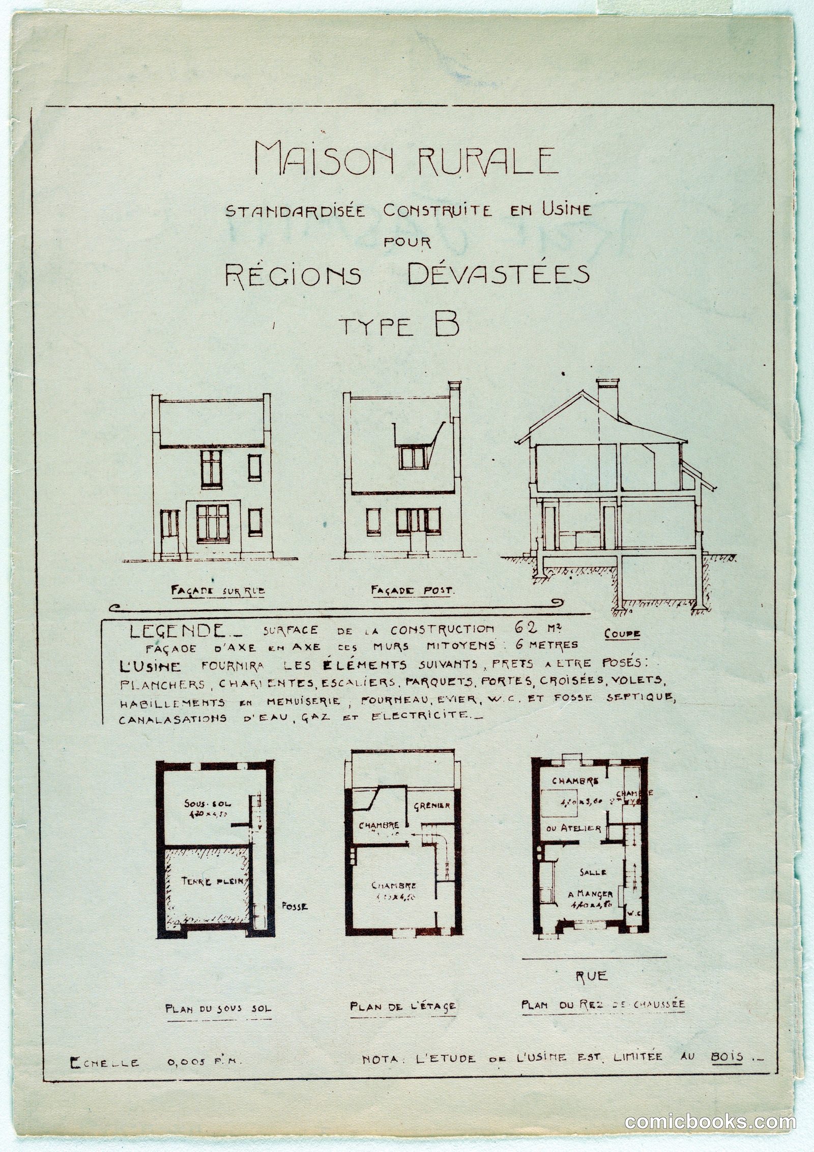 Standardized Rural House (Maison Rurale), Type B by Hector Guimard, French, 1867–1942