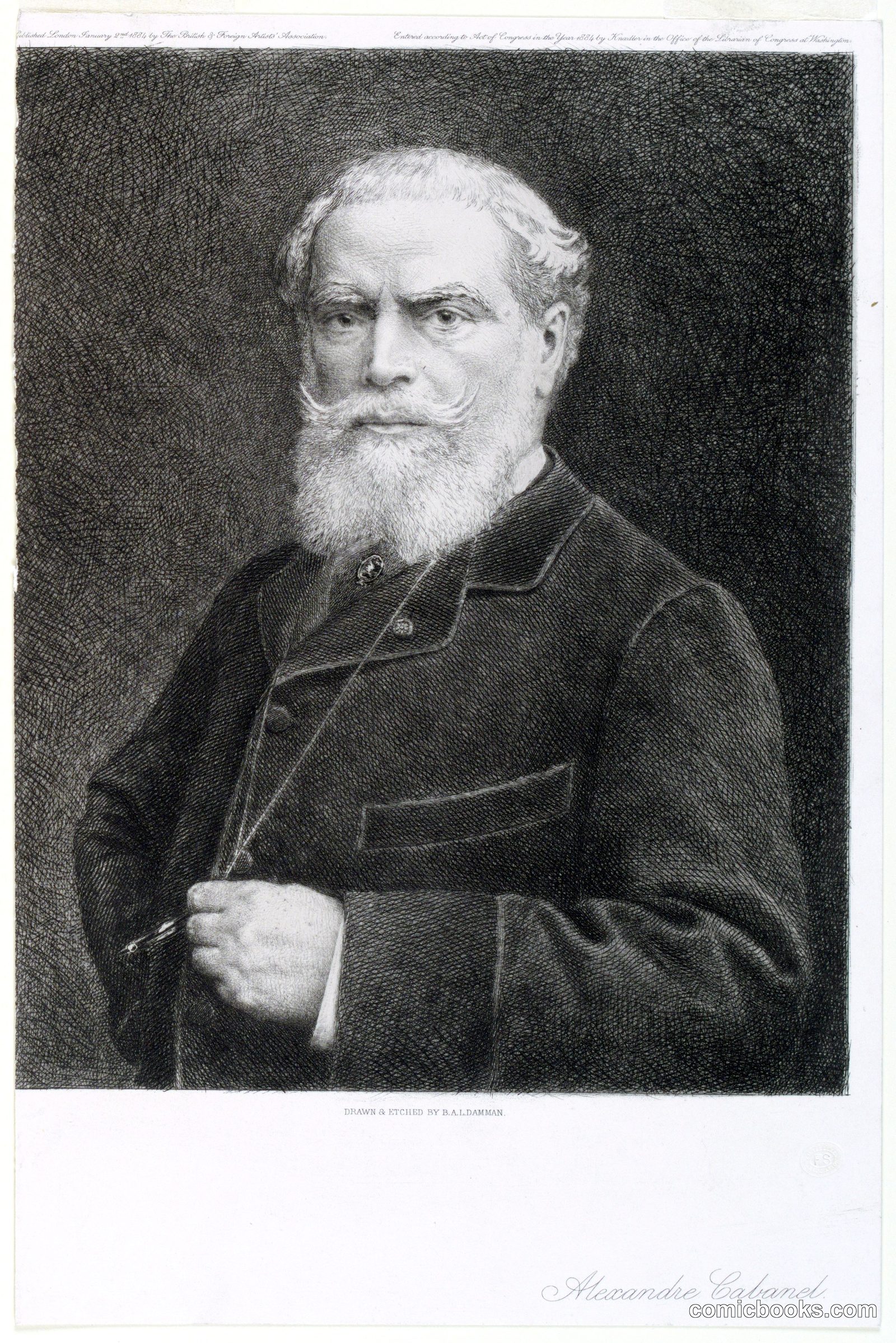 Portrait of Alexander Cabanel by Benjamin-Louis-Auguste Damman