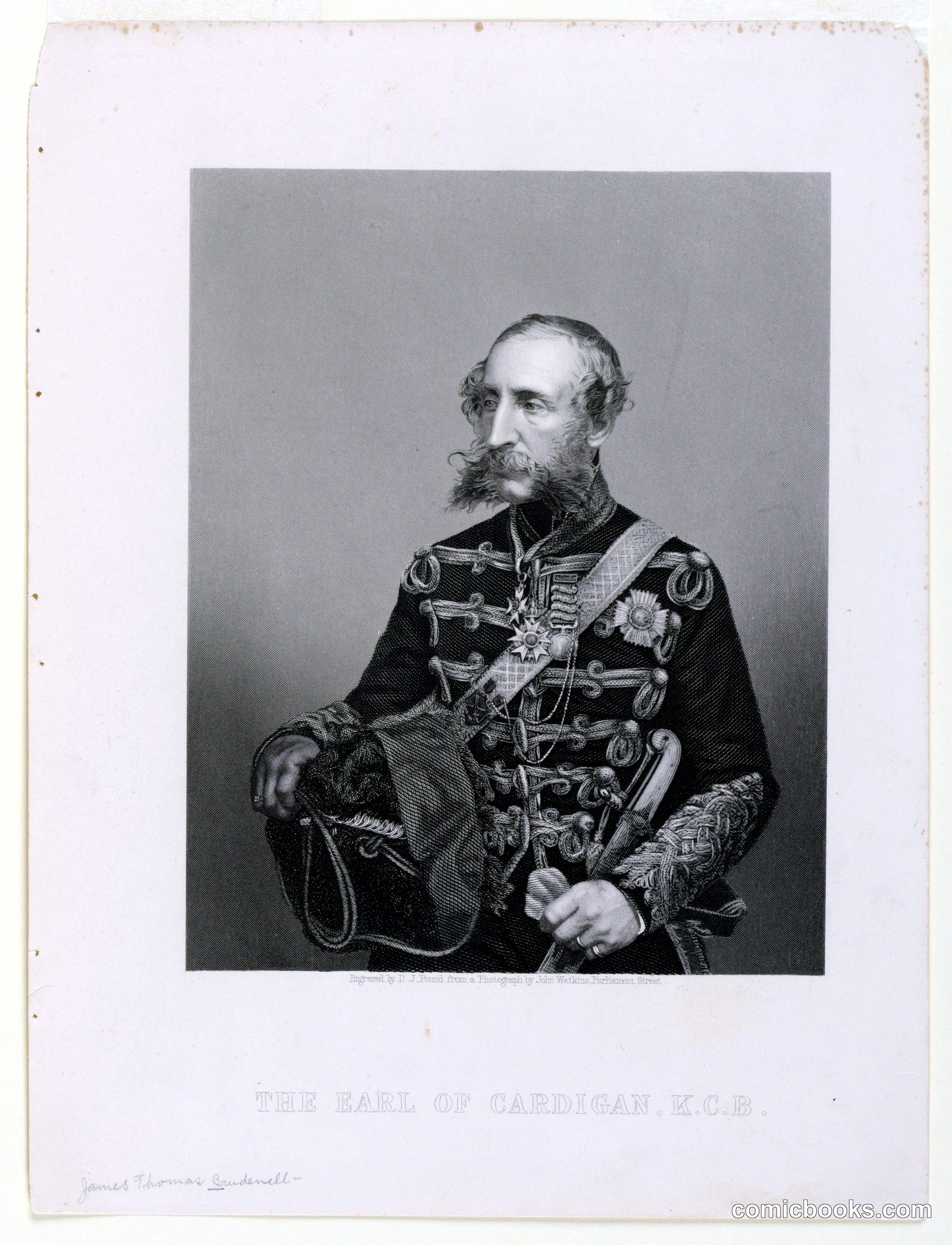 Portrait of James Thomas Brudenell, 7th Earl of Cardigan by D. J. Pound, British, active ca. 1860