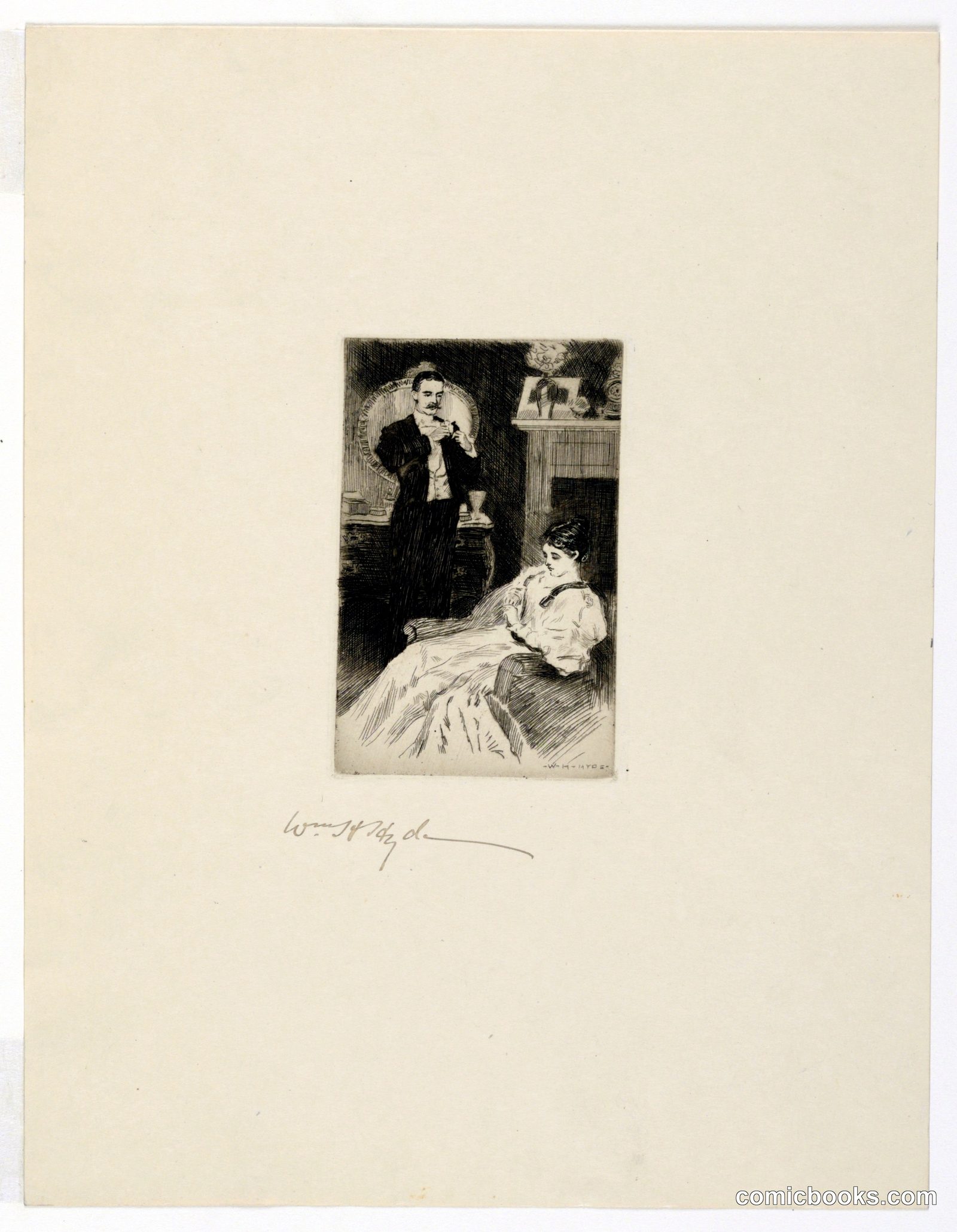 A Couple in a Drawing Room by William Henry Hyde, American, 1858–1943