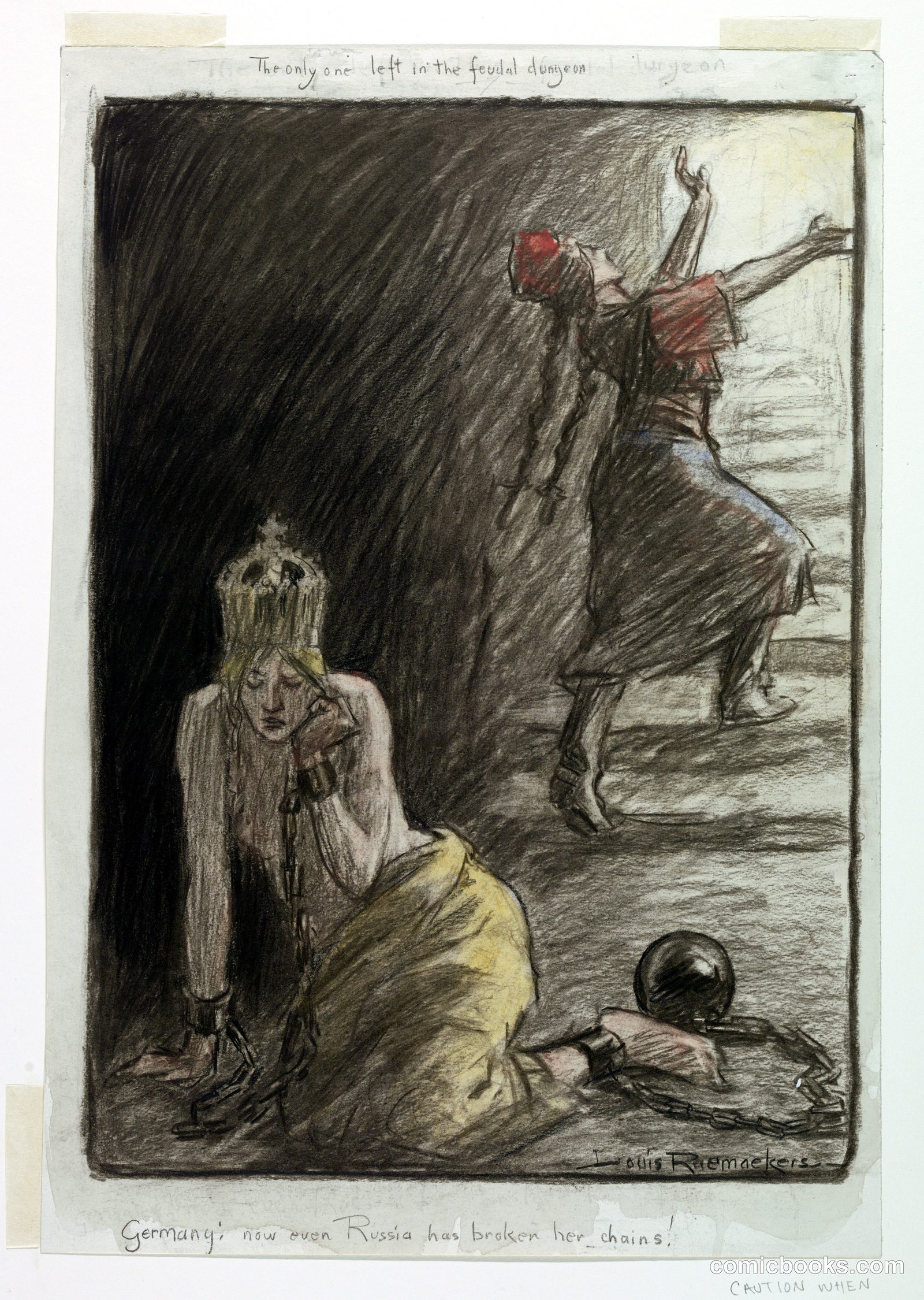 The Only One Left in the Feudal Dungeon by Louis Raemaekers, Dutch (active in England)