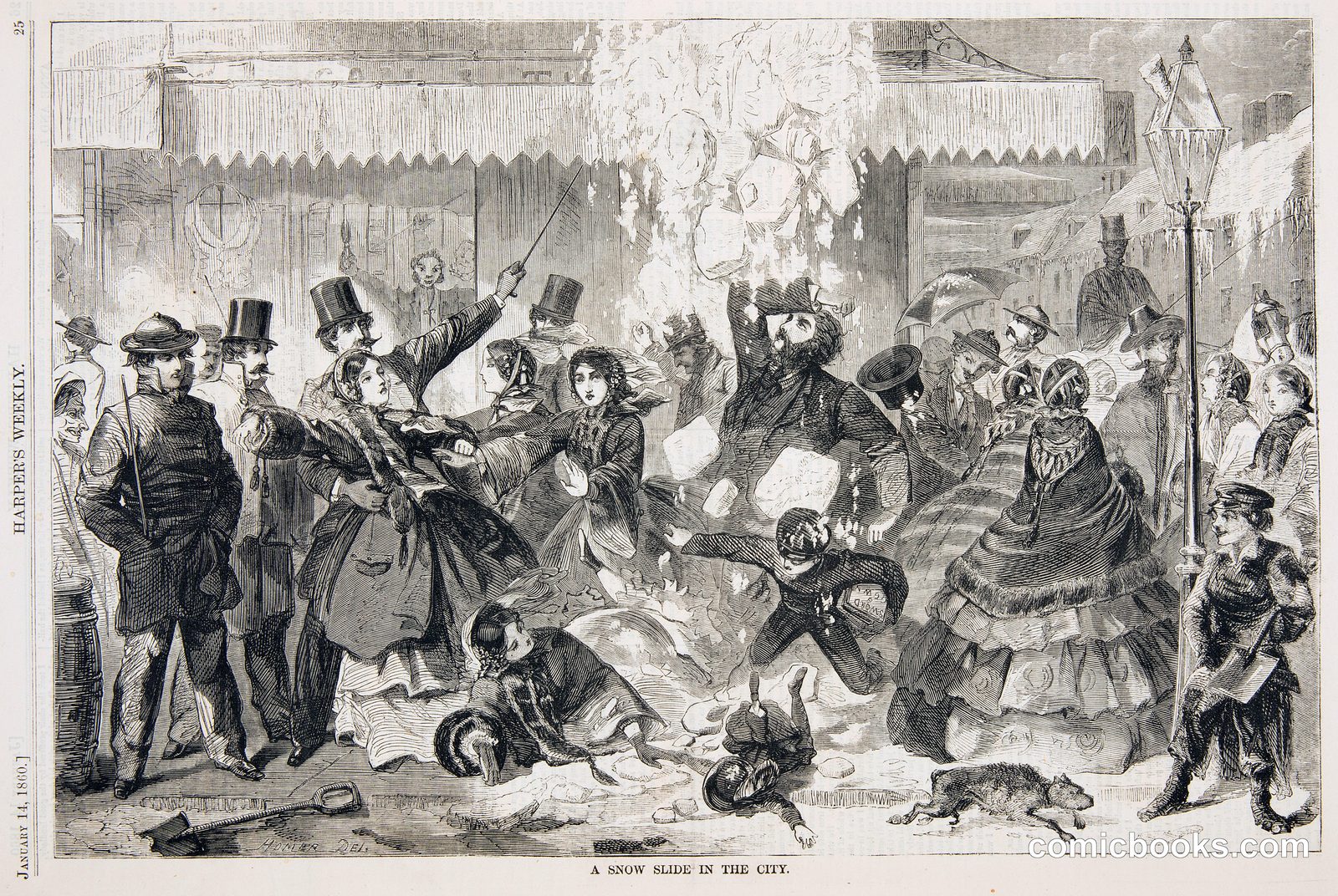 A Snow Slide in the City by Winslow Homer, American, 1836–1910