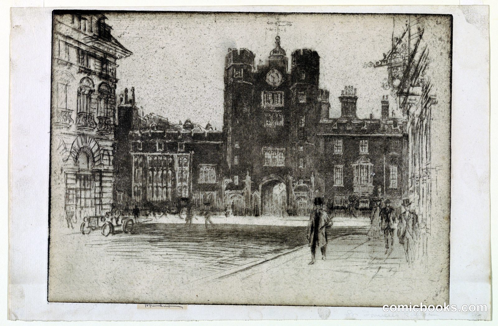 St. James's Palace from St. James's Street by Joseph Pennell, American, active England, 1857–1926