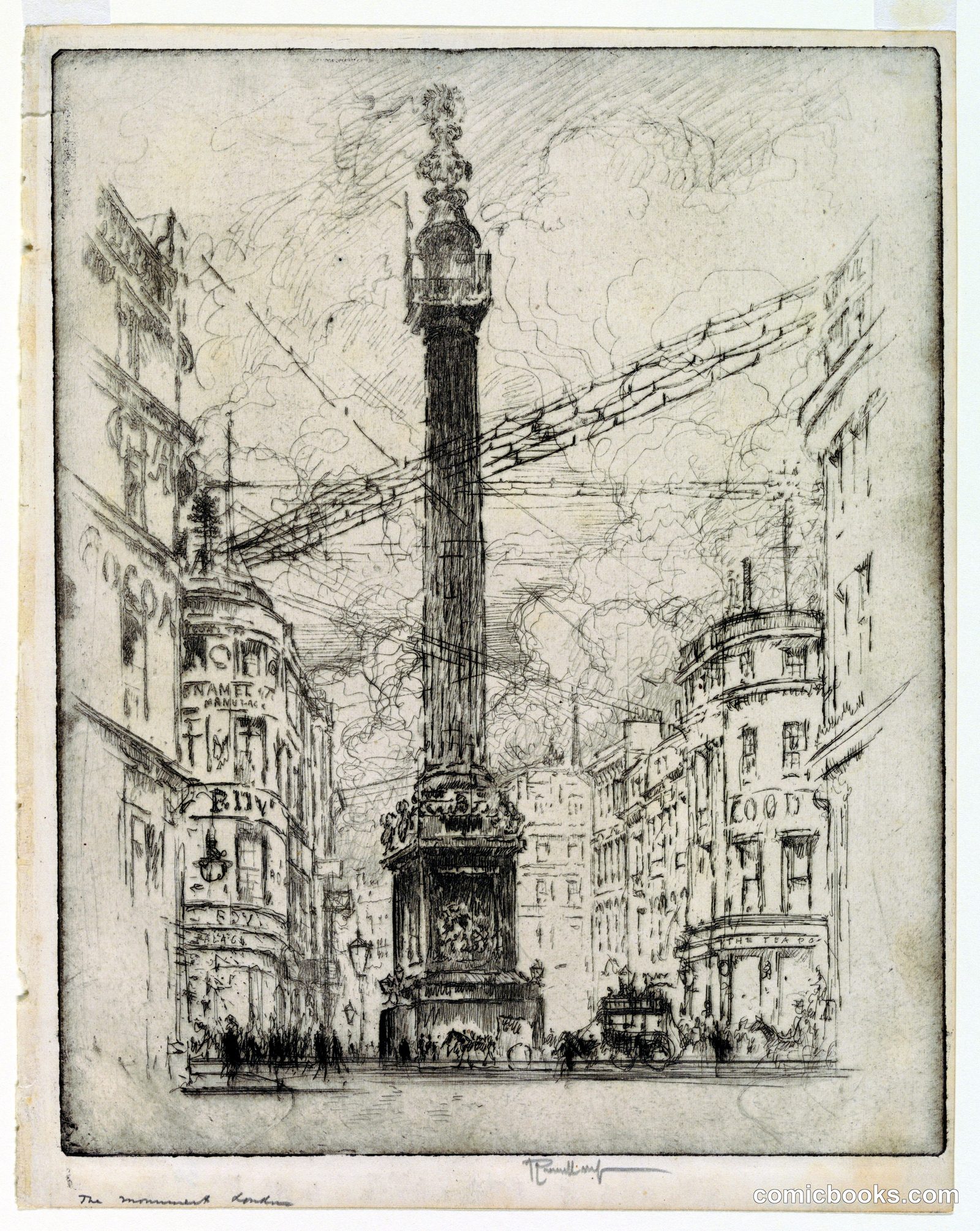 The Monument, London by Joseph Pennell, American, active England, 1857–1926