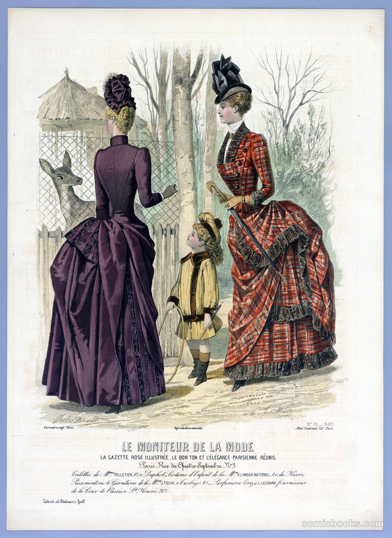 Fashion Plate from Le Moniteur de la Mode by E. Gailland, French, active 19th c.