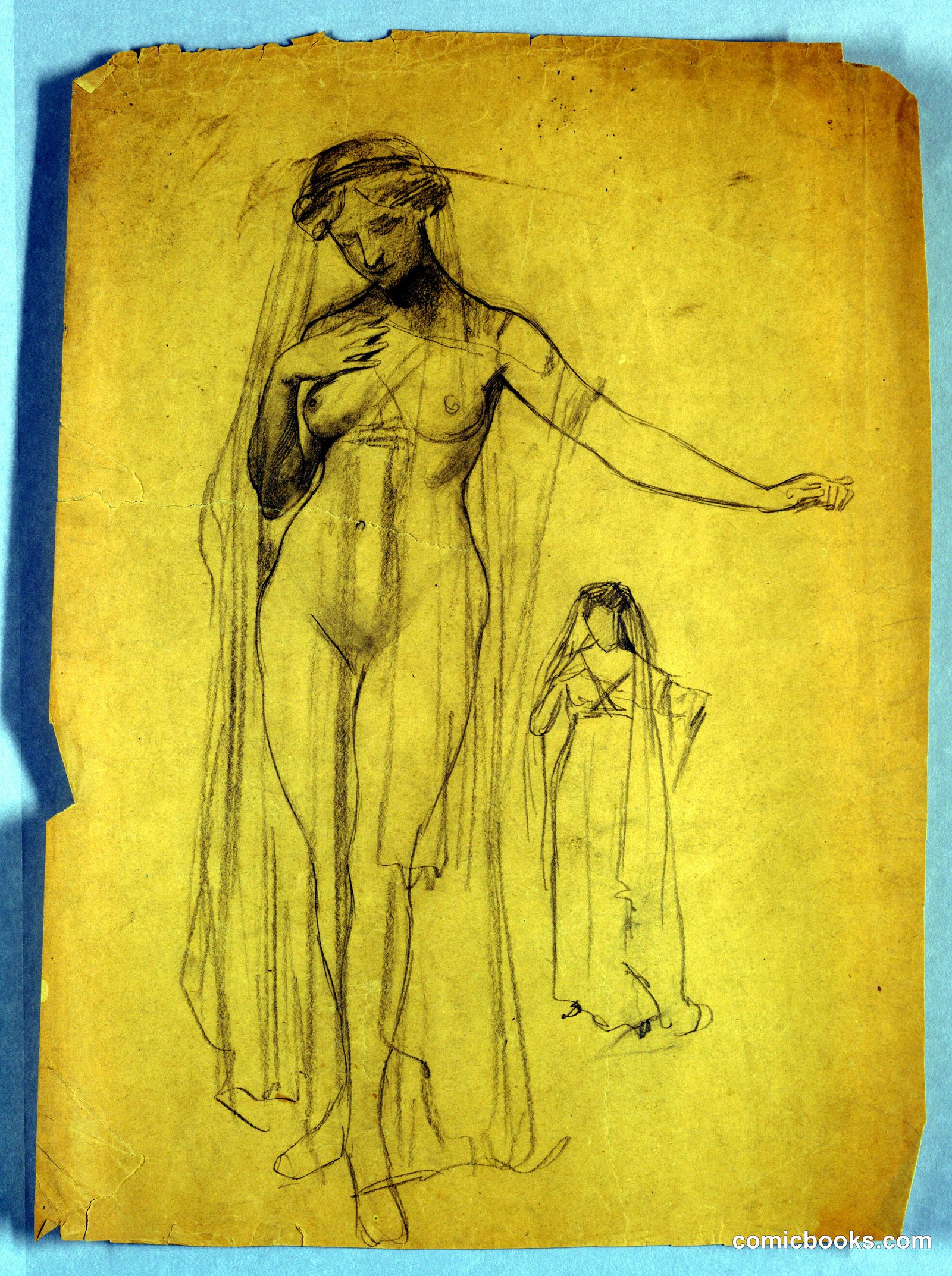 Study of Veiled Nude Figure by Louis Schaettle, American, 1867–1917