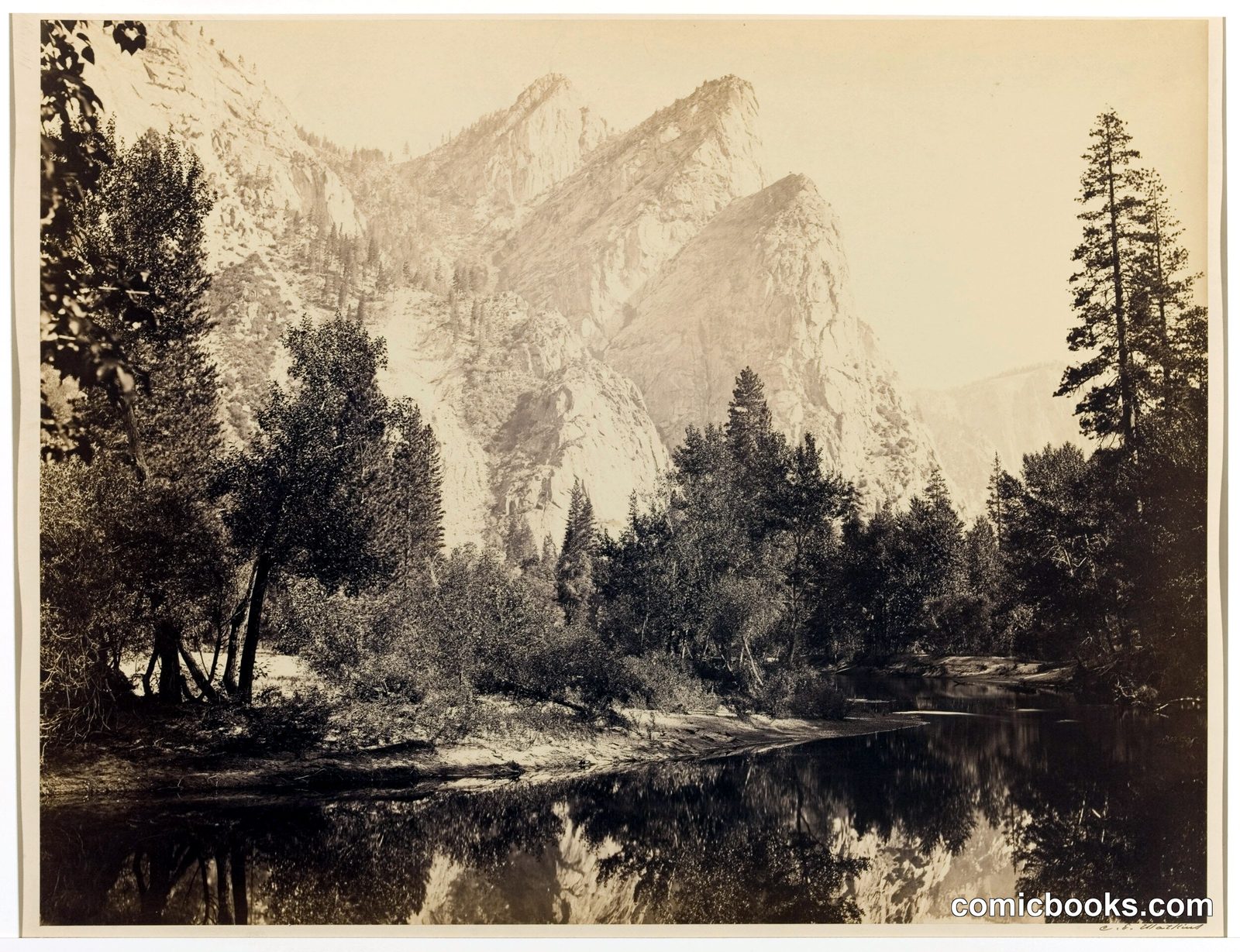 Three Brothers, Yosemite by Carleton E. Watkins, American, 1829 – 1916