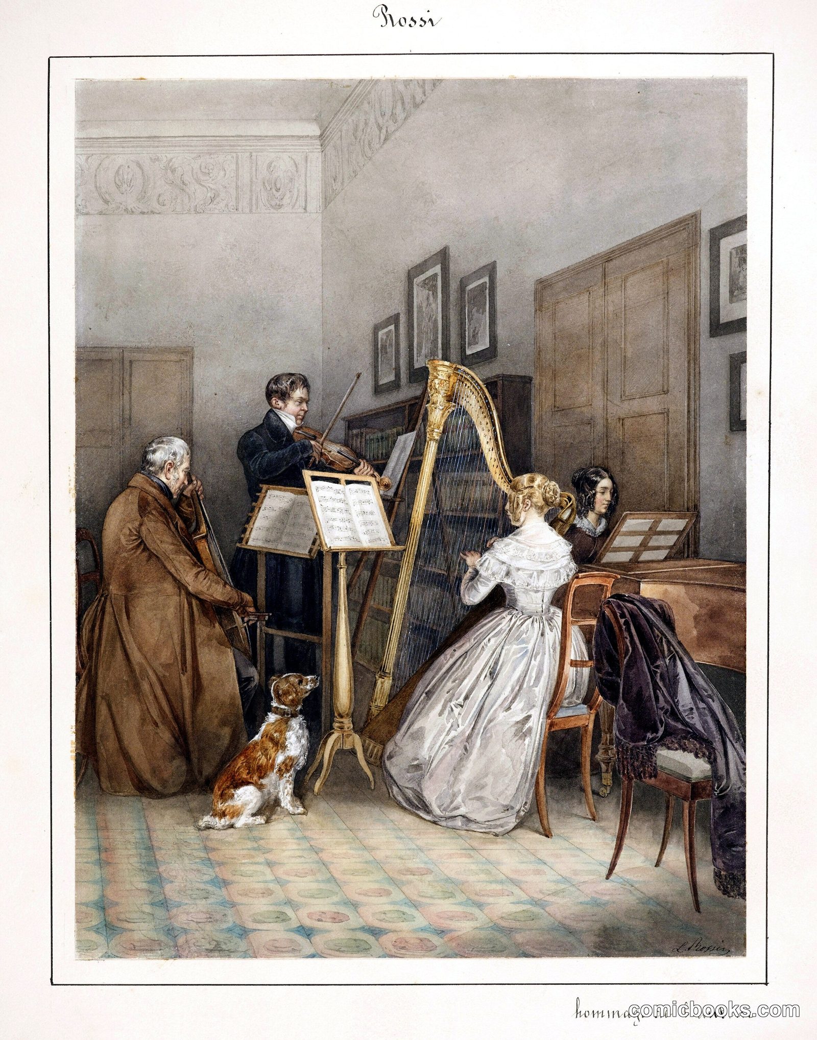 The Music Party by L. Rossi, active in Germany and France, ca. 1850