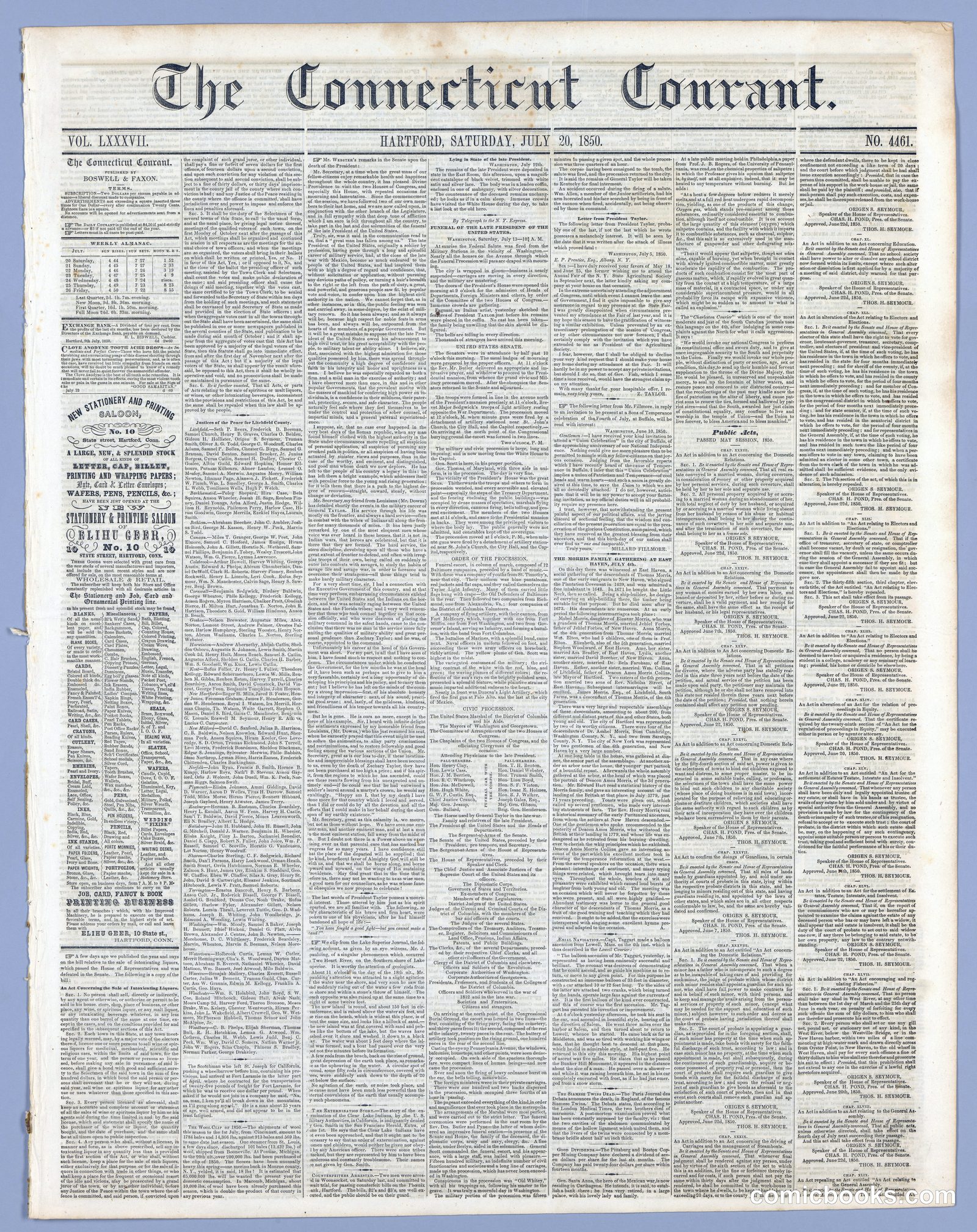 Washington Daguerrean Gallery Advertisement by Hartford Courant, American, founded 1764