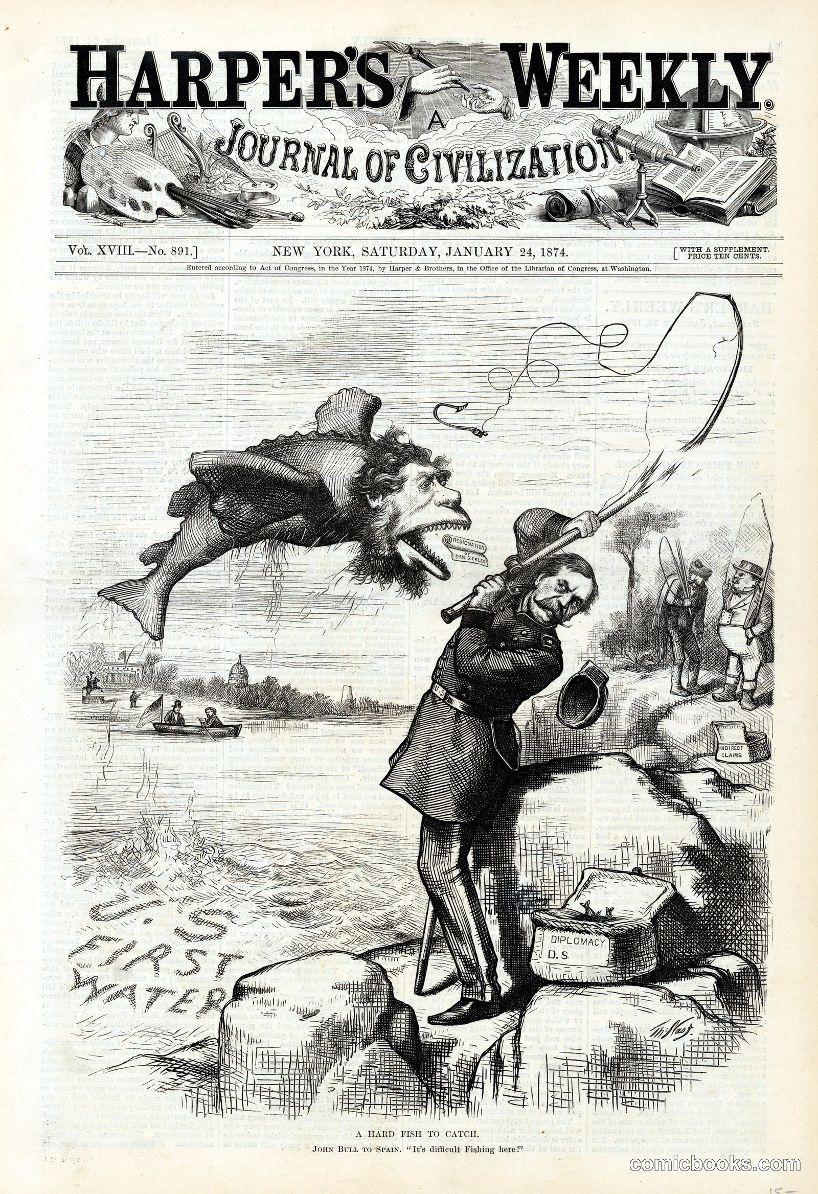 A Hard Fish to Catch by Thomas Nast