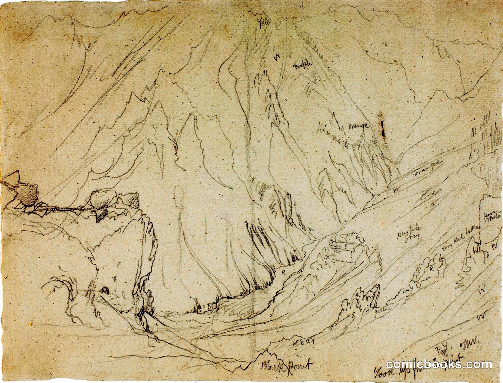 Look up from Inspiration Point by Thomas Moran, born Bolton, England 1837-died Santa Barbara, CA 1926