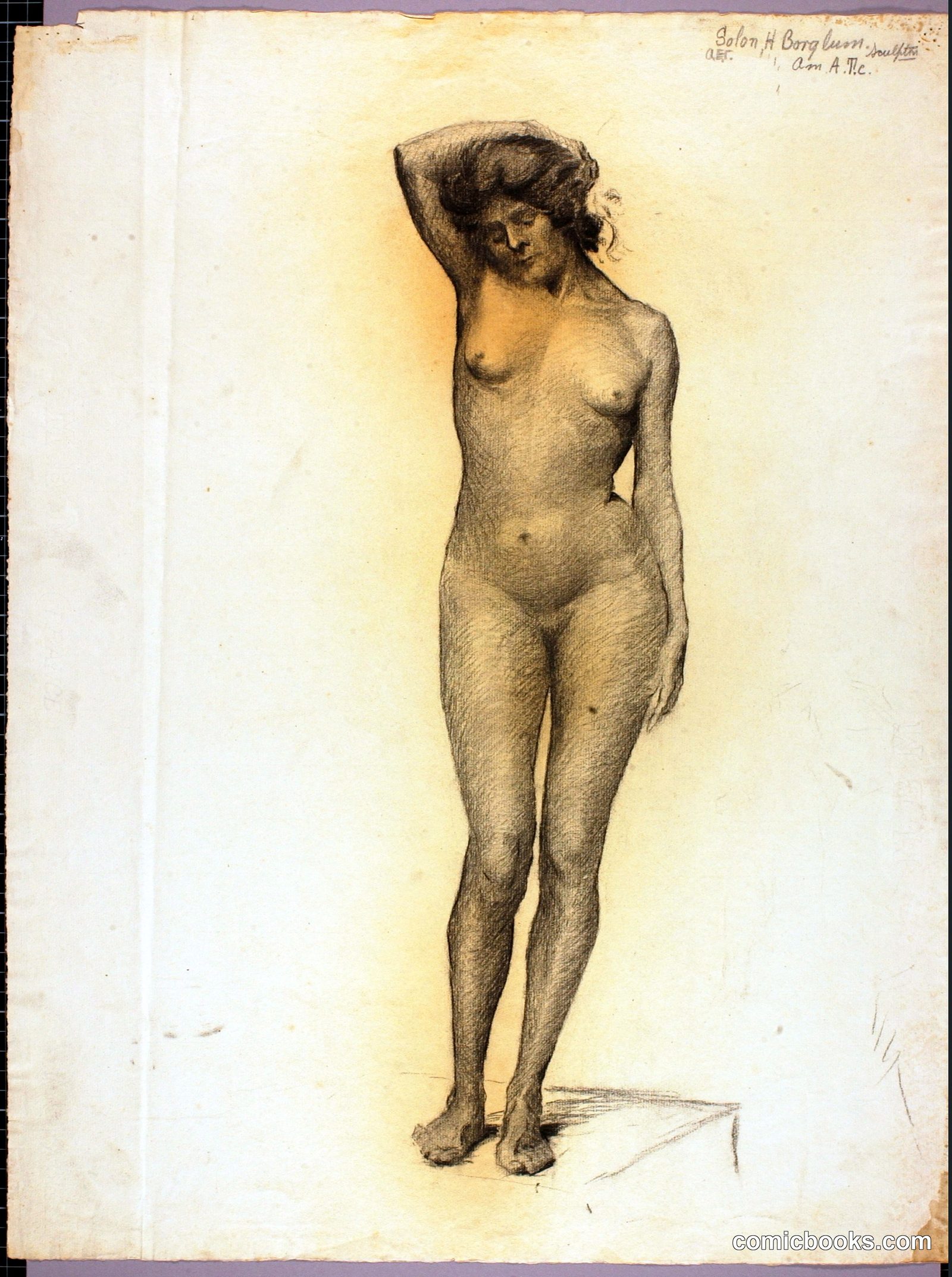 Nude Study by Solon H. Borglum, born Ogden, UT 1868-died Stamford, CT 1922